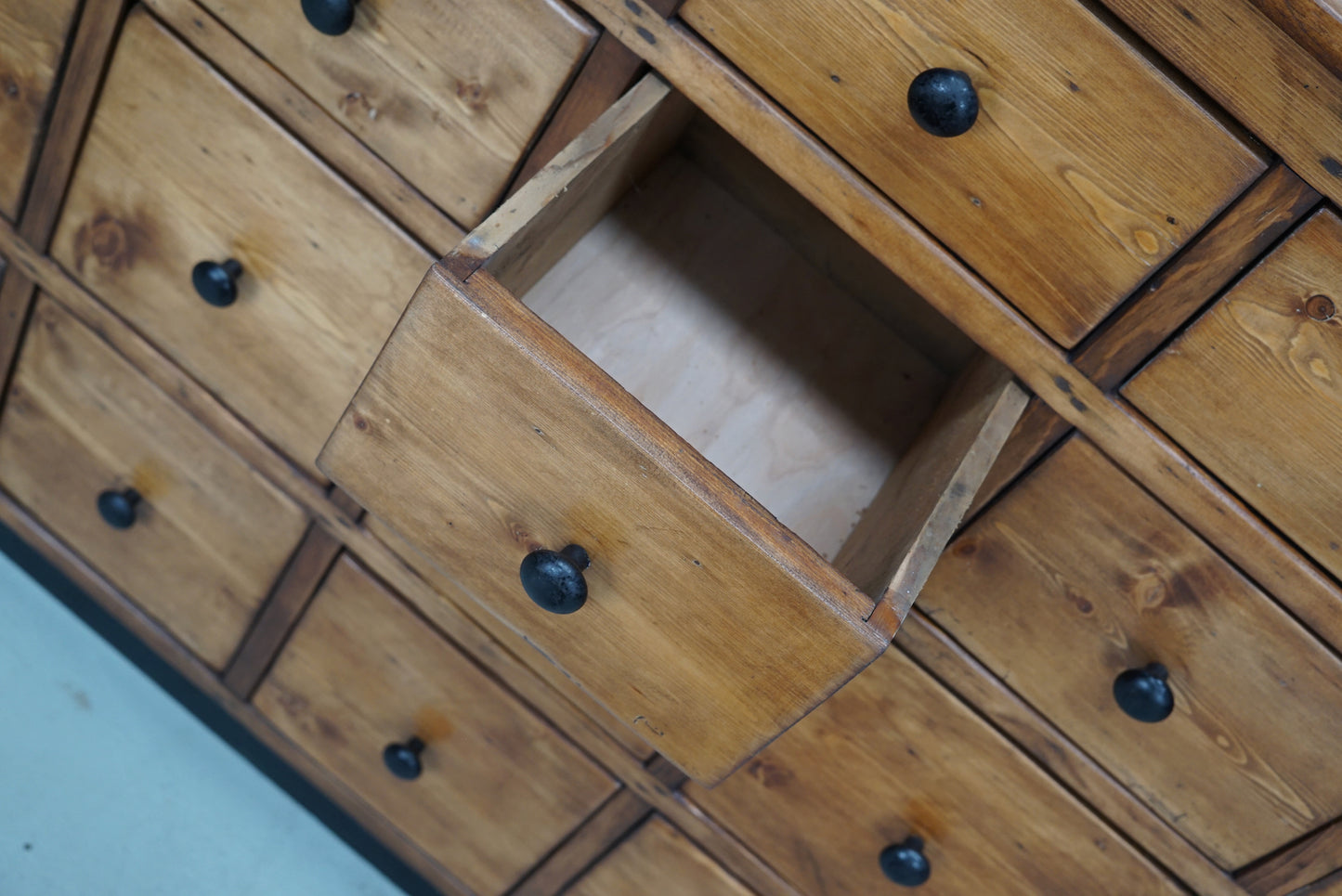 Large German Pine Industrial Apothecary / Shop Cabinet, 1950s