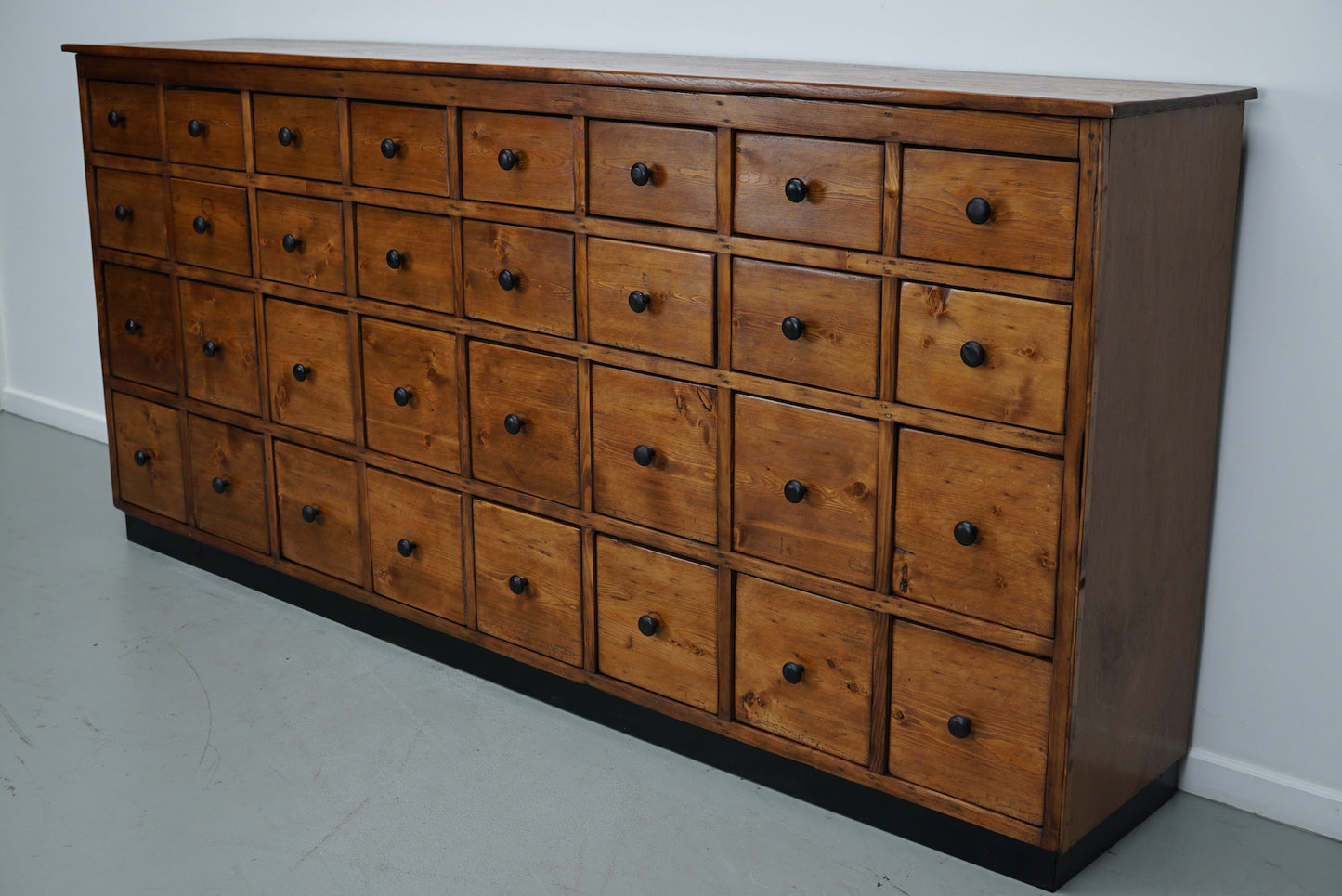Large German Pine Industrial Apothecary / Shop Cabinet, 1950s
