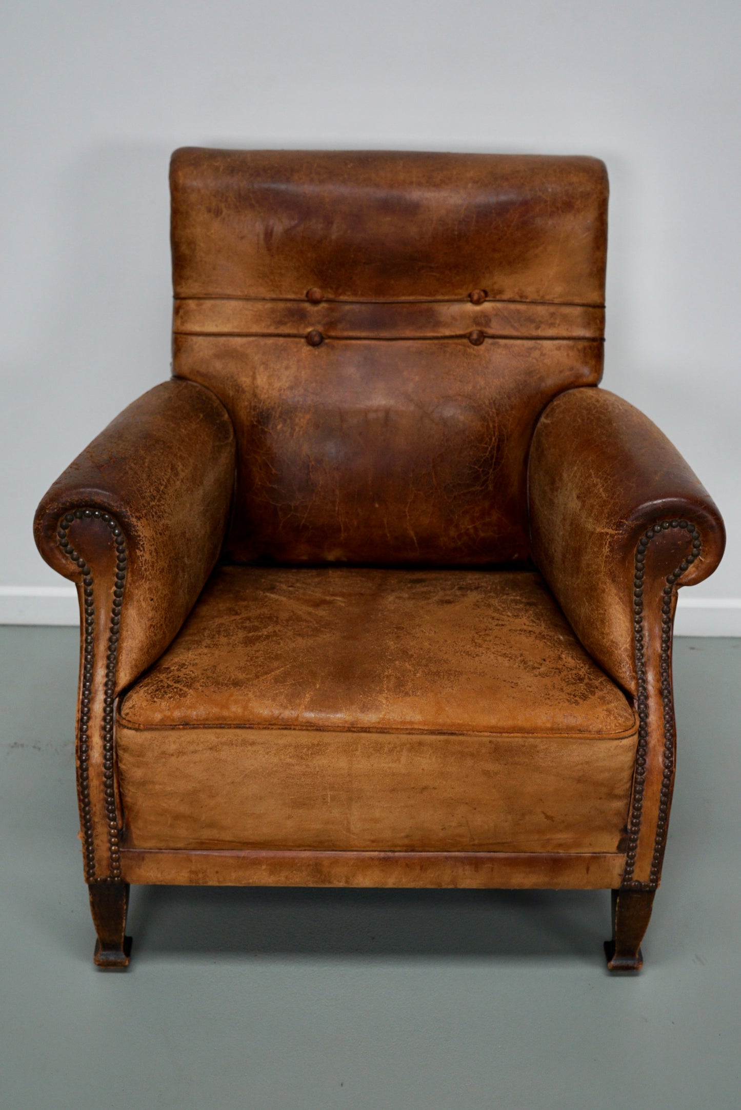 Vintage Dutch Cognac Colored Leather Club Chair