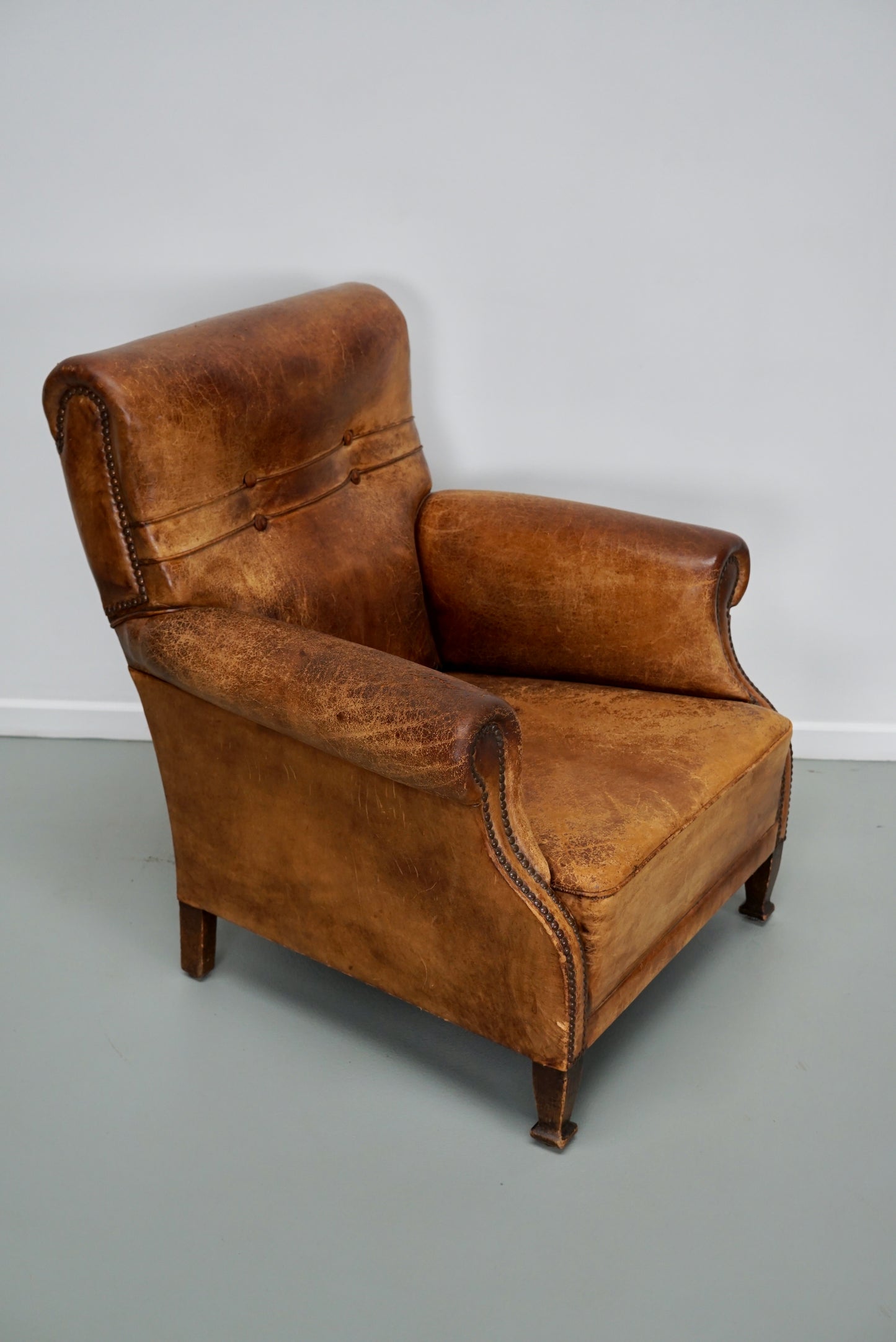 Vintage Dutch Cognac Colored Leather Club Chair