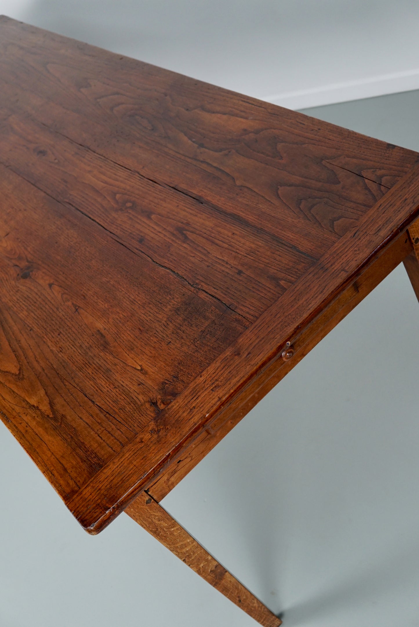 Antique Oak French Rustic Farmhouse Dining Table, Early 20th Century
