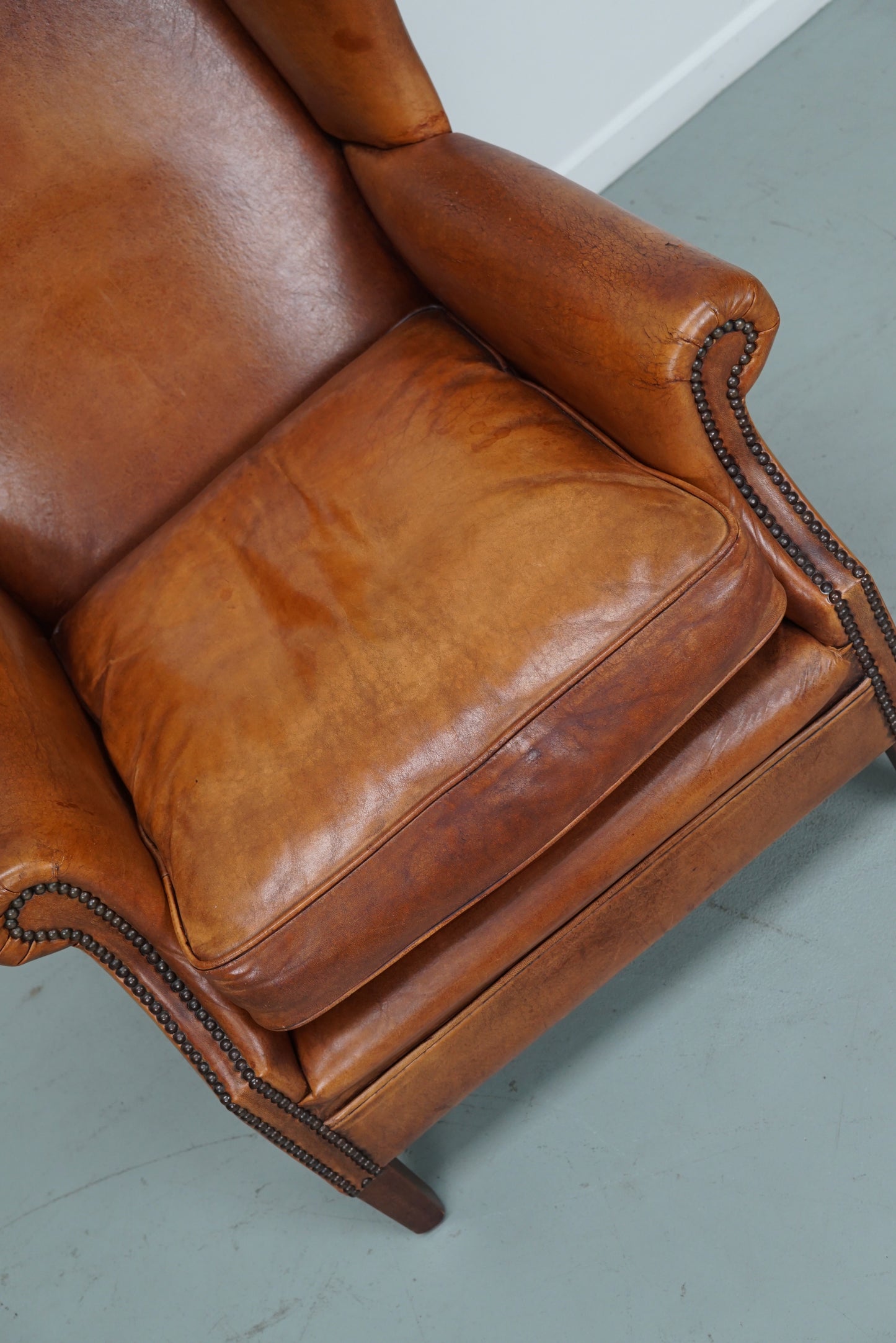 Vintage Dutch Cognac Colored Leather Club Chair