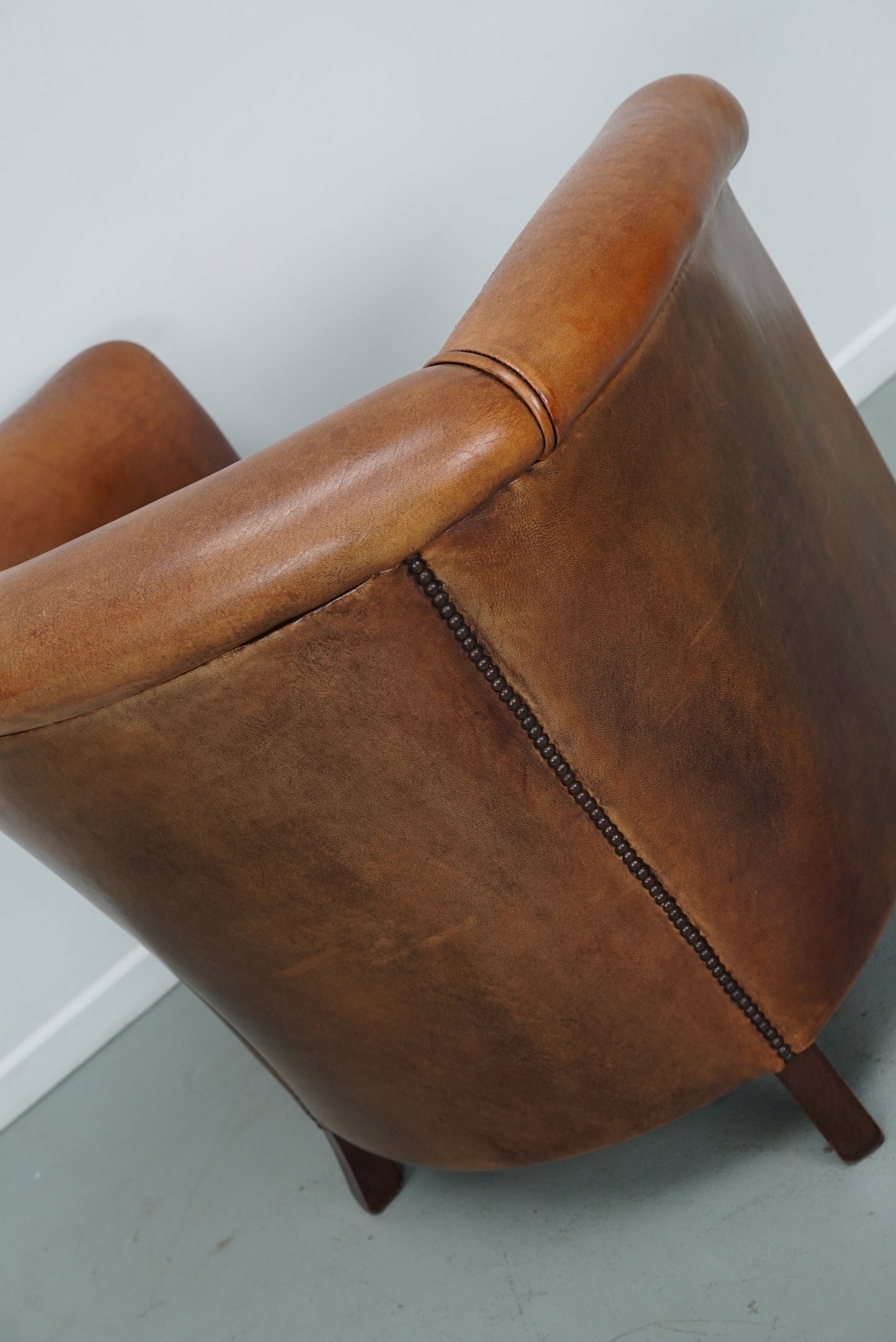Vintage Dutch Cognac Colored Leather Club Chair