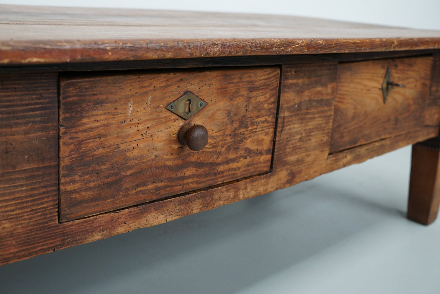 French 19th Century Farmhouse Rustic Pine Coffee Table