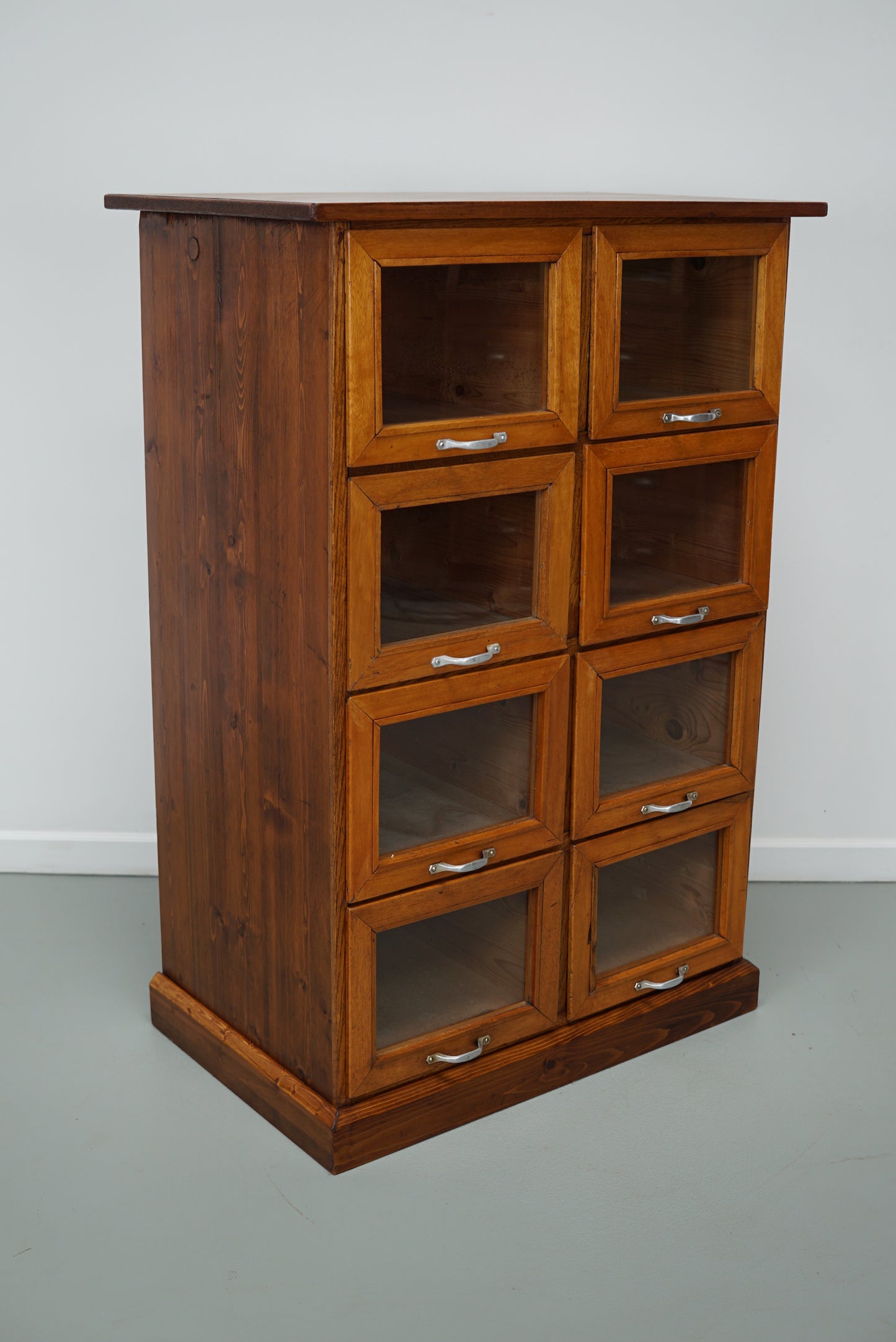 Vintage Dutch Beech & Pine Haberdashery Shop Cabinet / Vitrine, 1950s