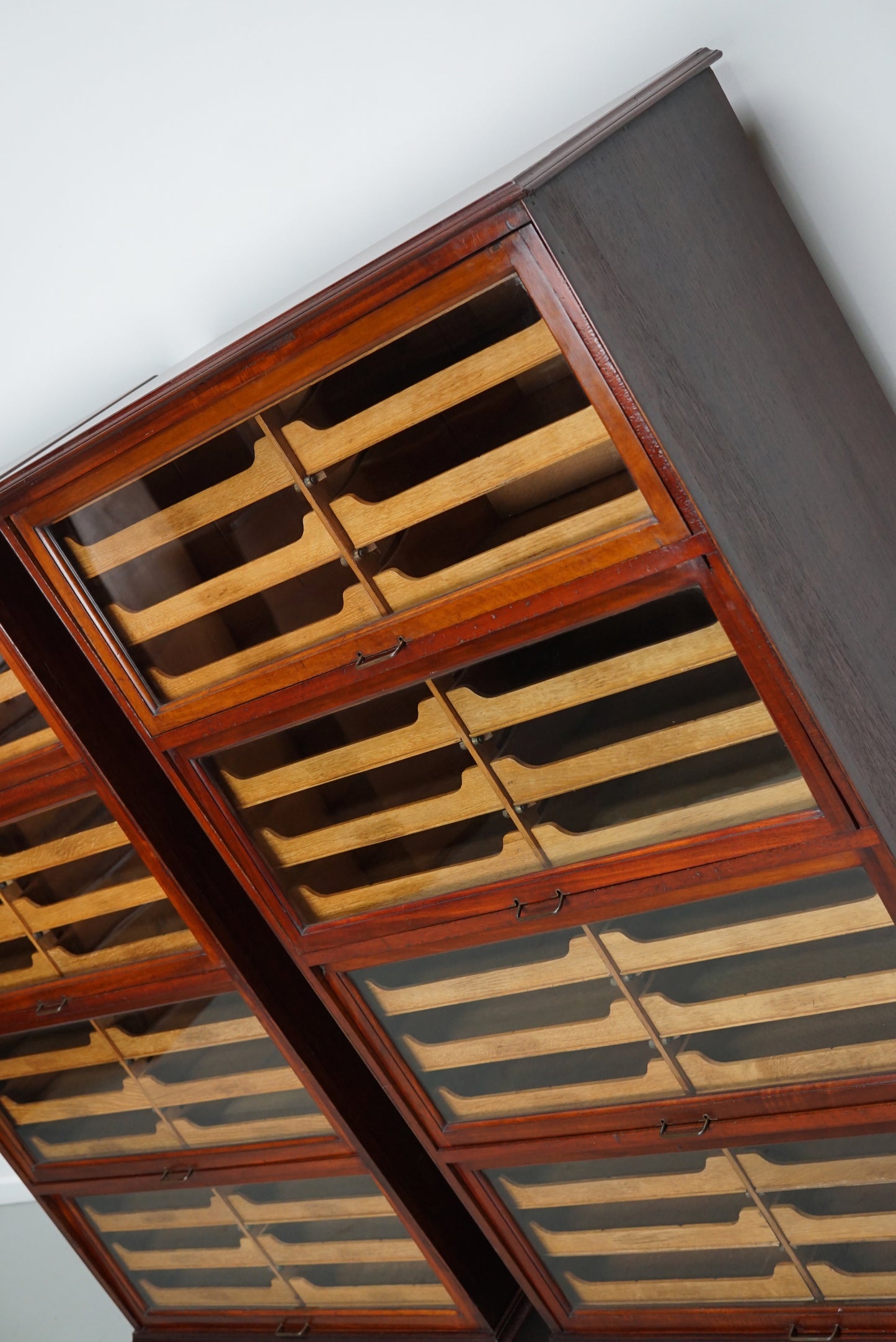 English Haberdashery Shop Cabinet with Glass Fronted Folding Doors, Ca 1920/1930