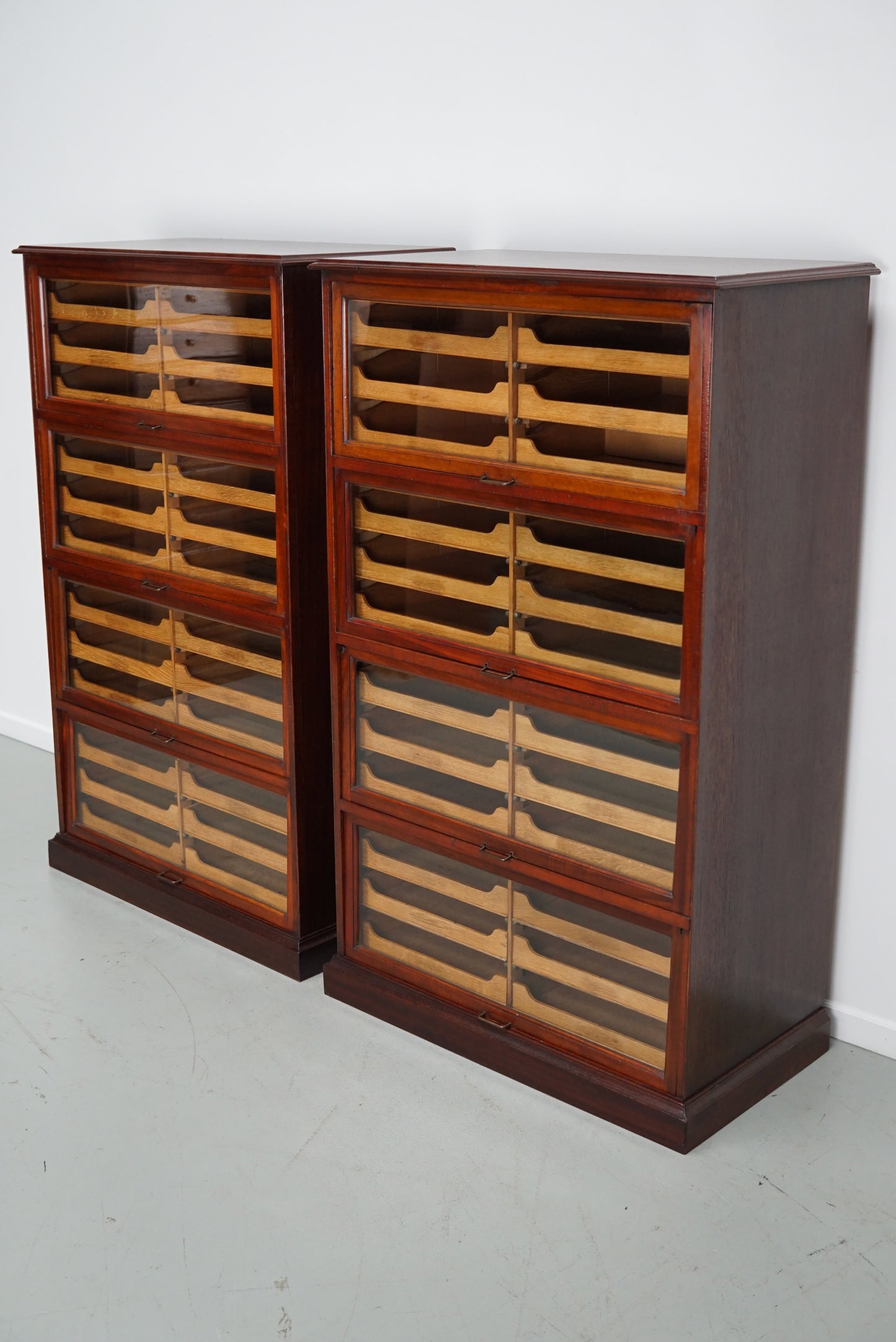 English Haberdashery Shop Cabinet with Glass Fronted Folding Doors, Ca 1920/1930