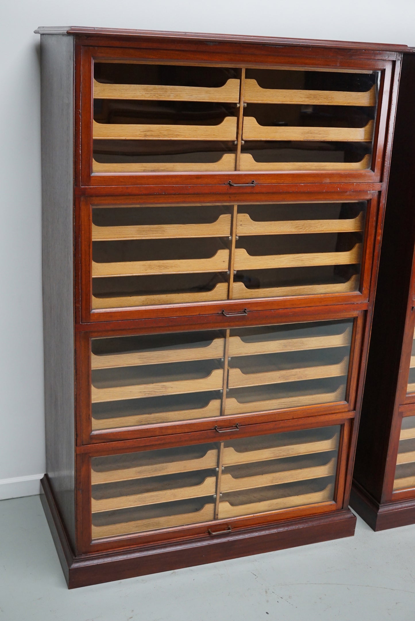 English Haberdashery Shop Cabinet with Glass Fronted Folding Doors, Ca 1920/1930