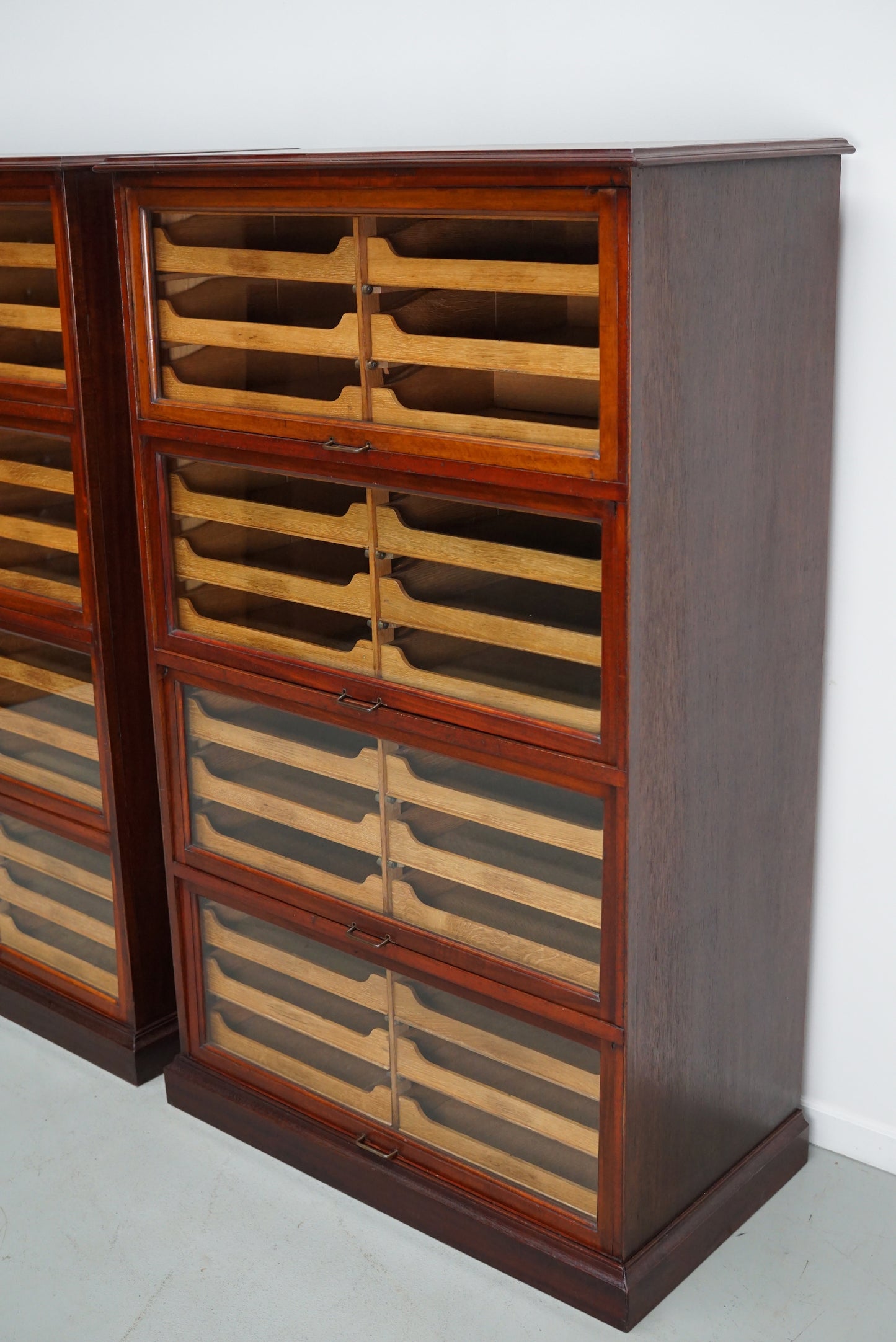 English Haberdashery Shop Cabinet with Glass Fronted Folding Doors, Ca 1920/1930
