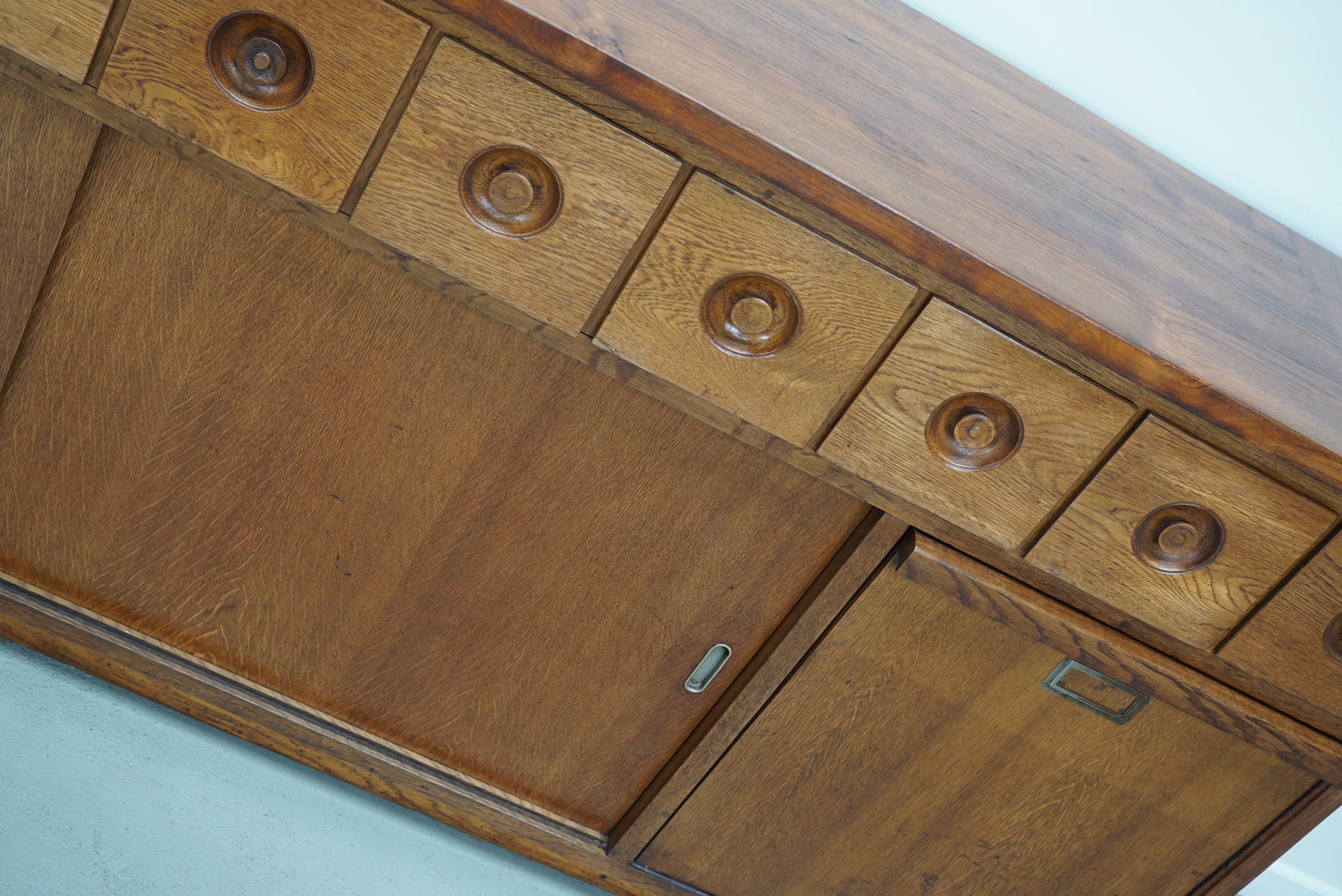 Large Dutch Industrial Oak Apothecary / Bakery Cabinet, circa 1950s