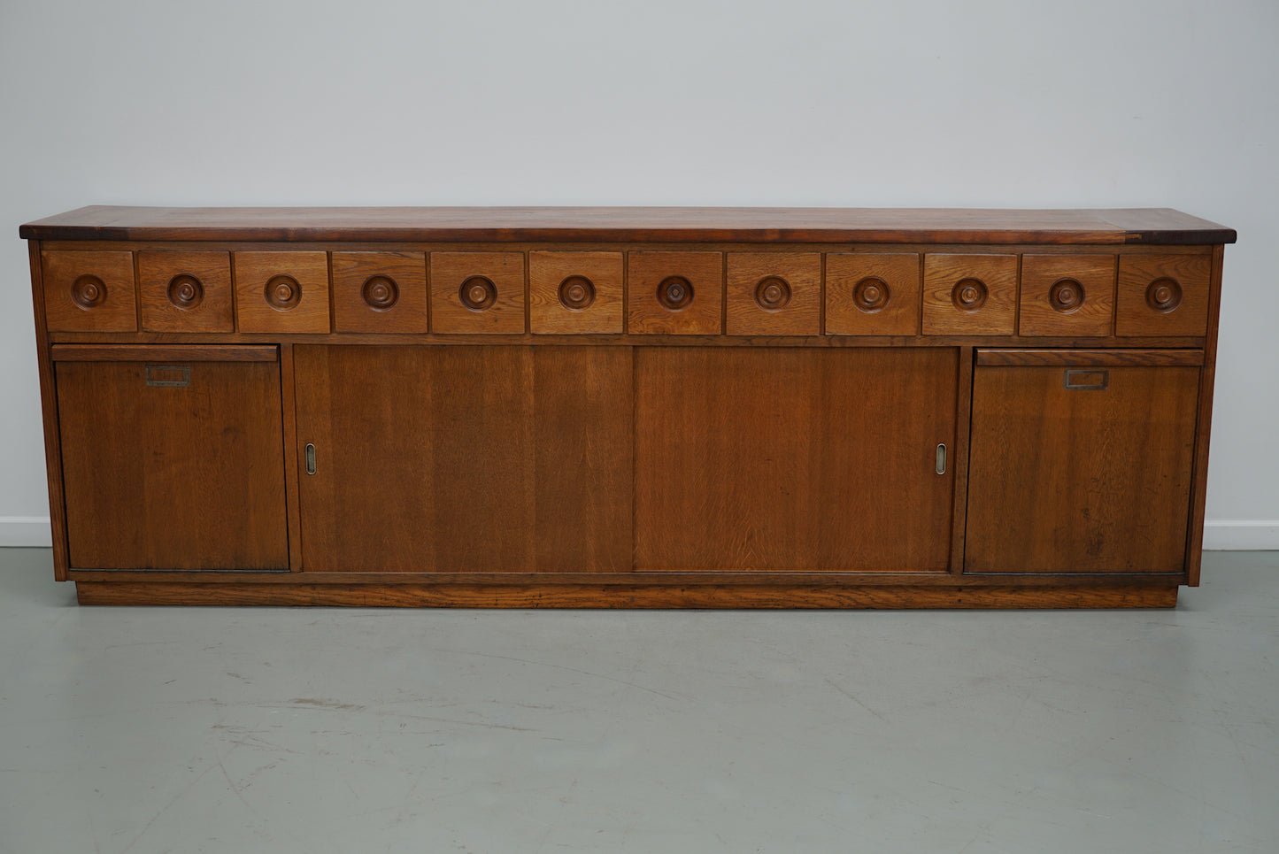 Large Dutch Industrial Oak Apothecary / Bakery Cabinet, circa 1950s