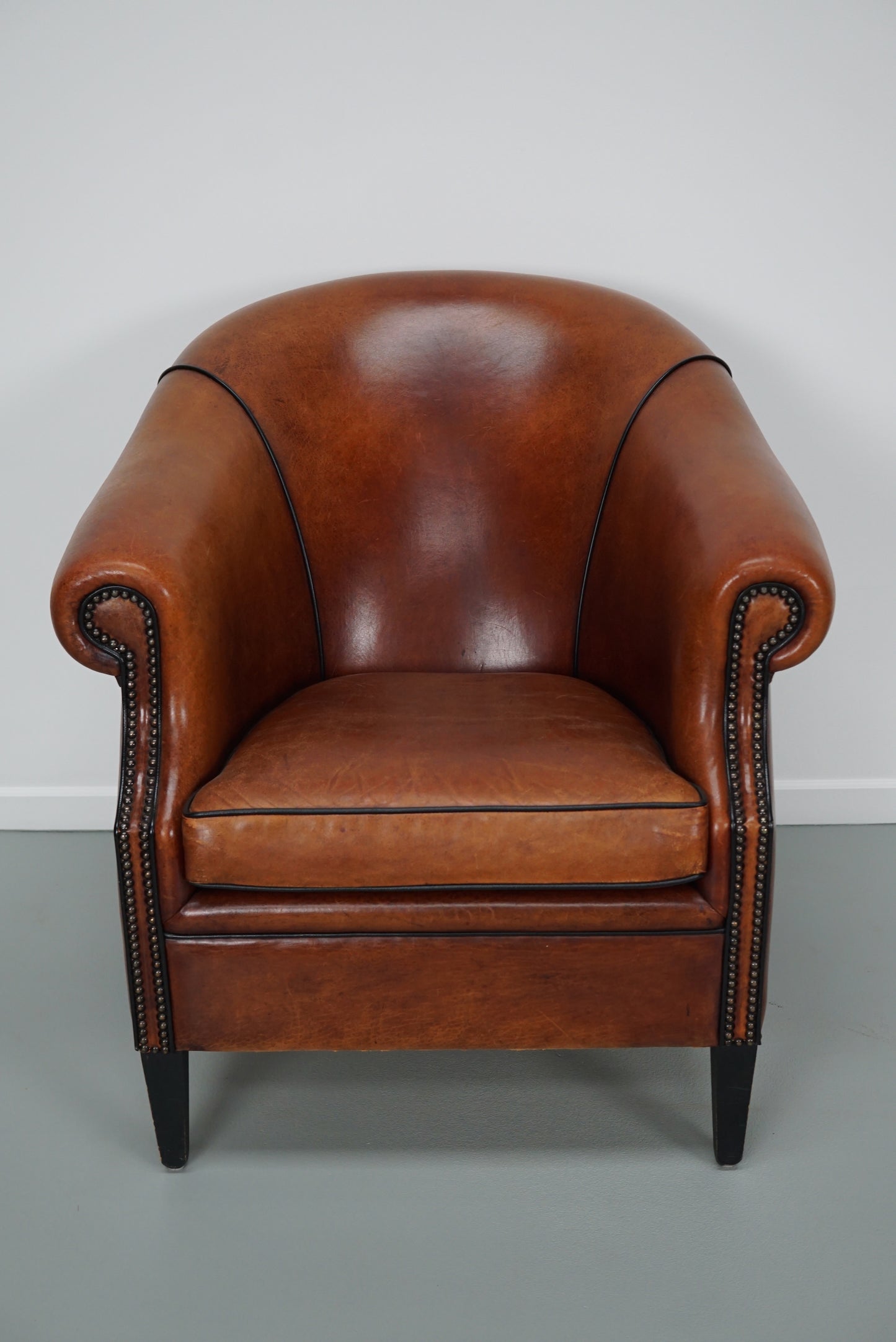 Vintage Dutch Cognac Colored Leather Club Chair