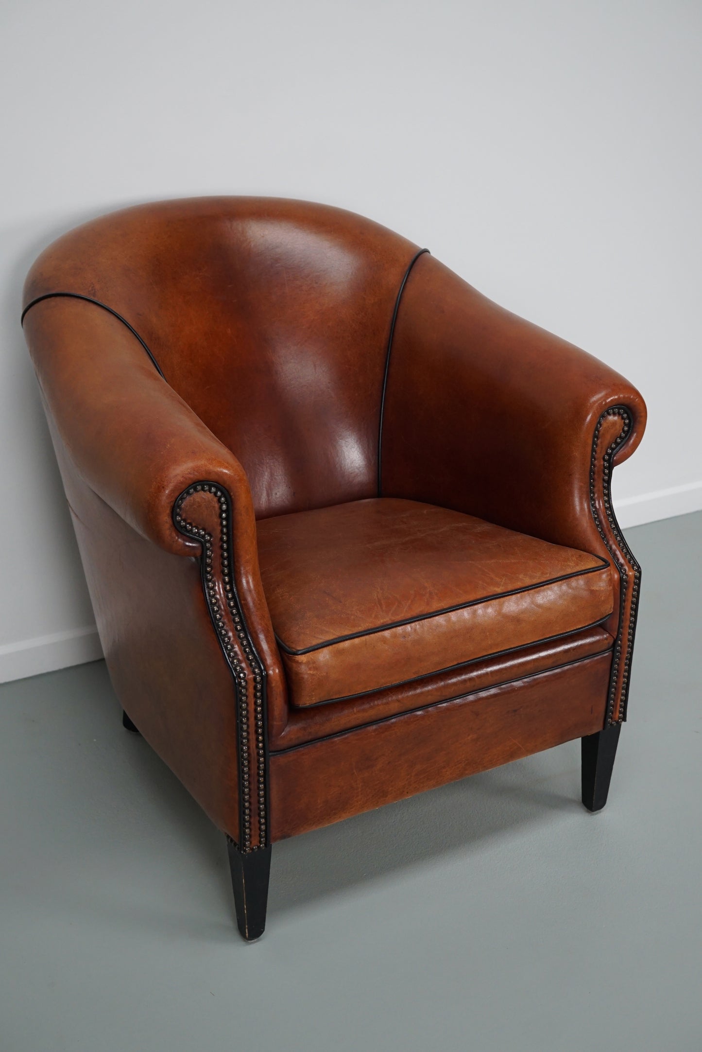 Vintage Dutch Cognac Colored Leather Club Chair