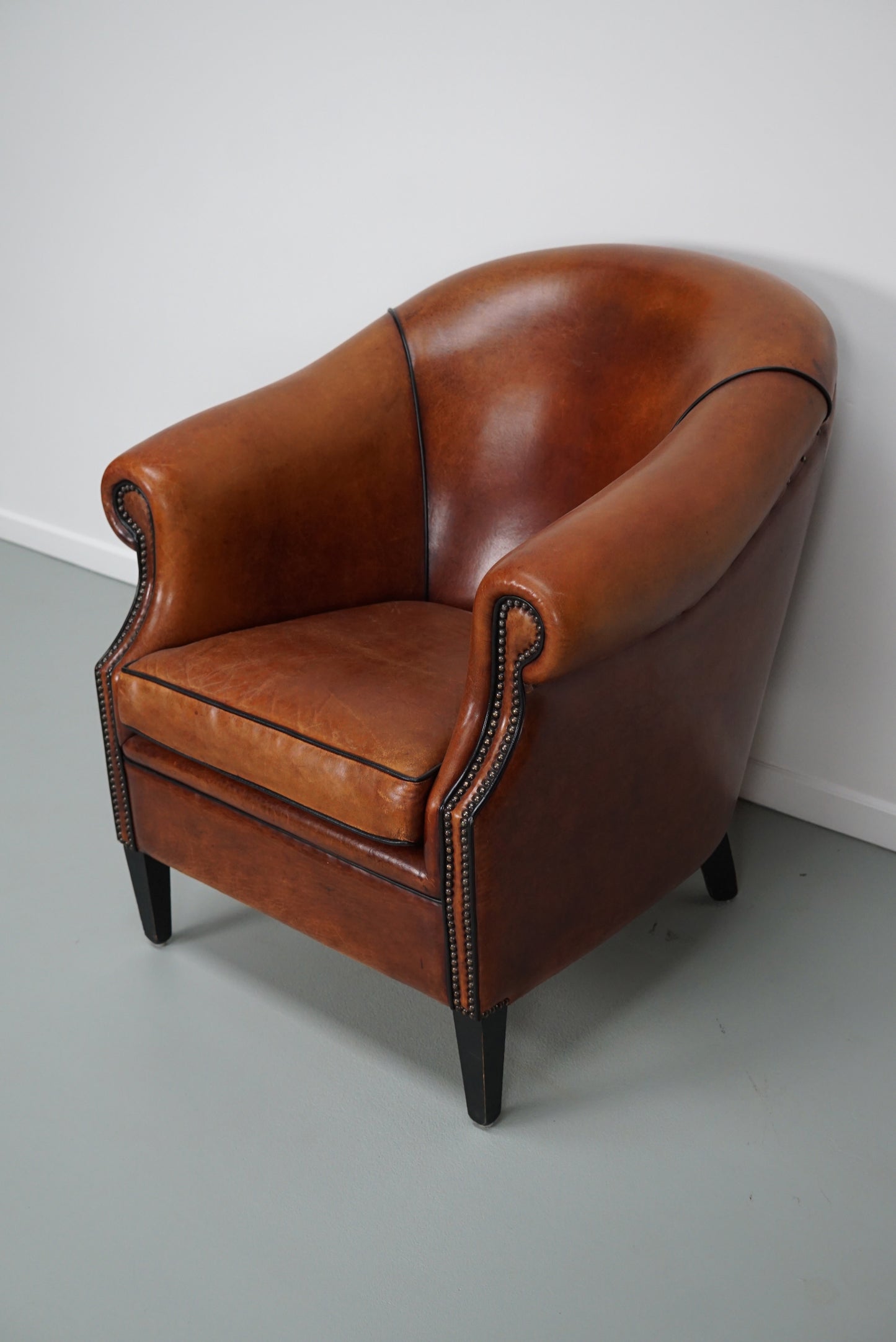 Vintage Dutch Cognac Colored Leather Club Chair