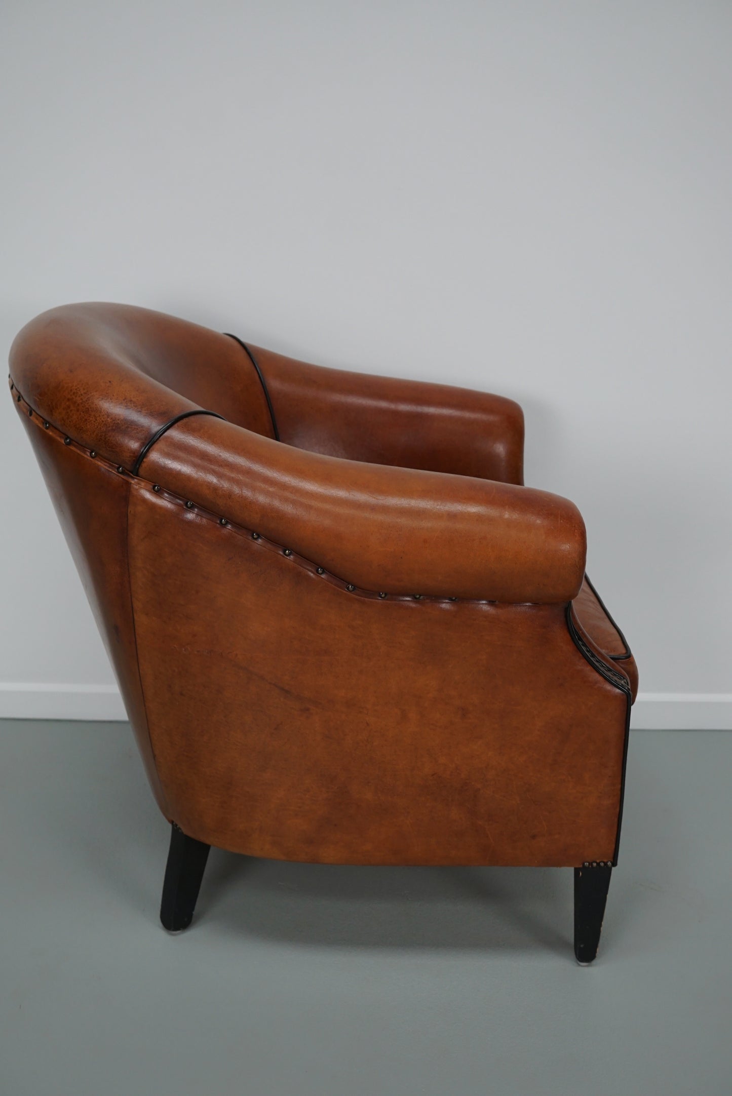 Vintage Dutch Cognac Colored Leather Club Chair