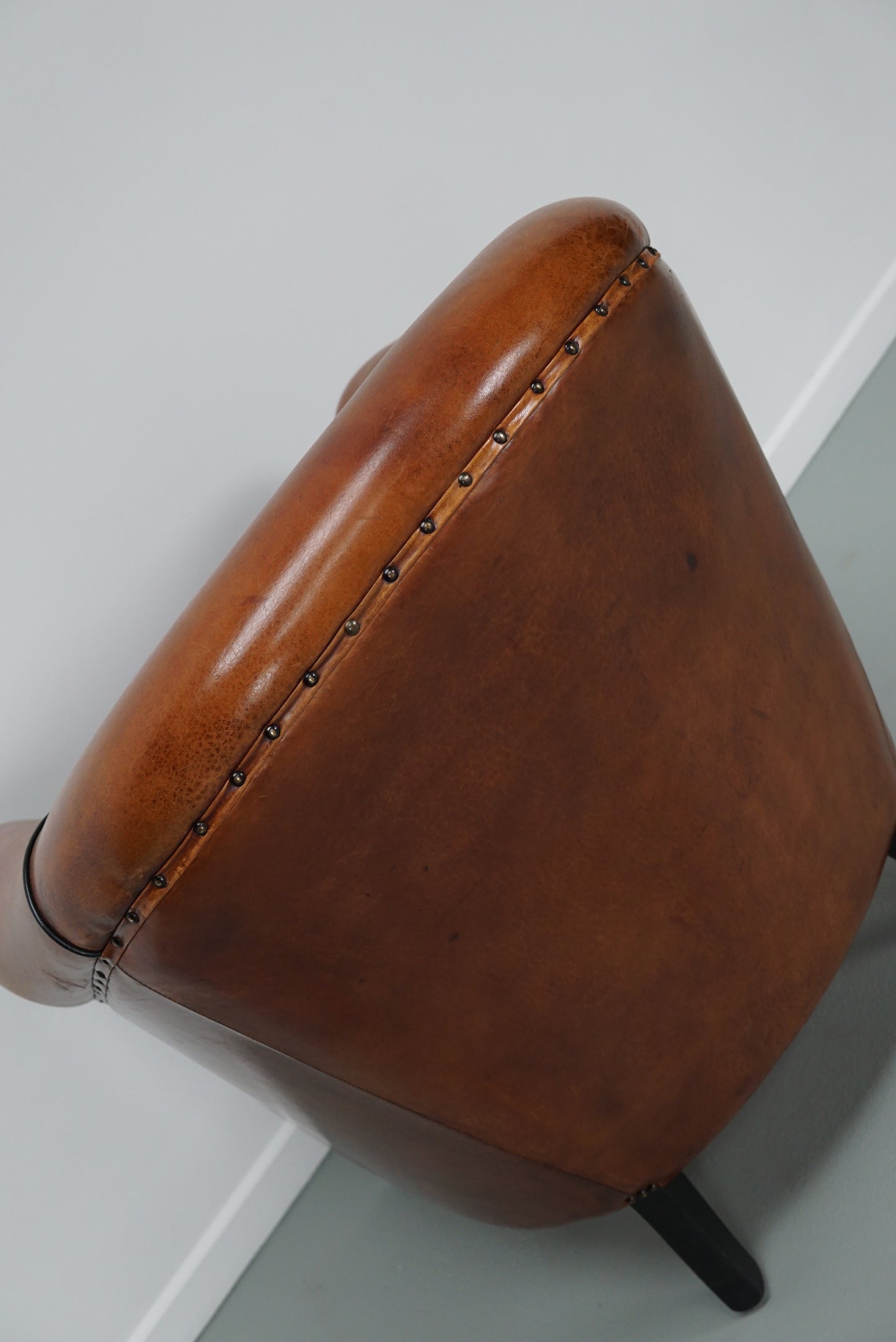 Vintage Dutch Cognac Colored Leather Club Chair