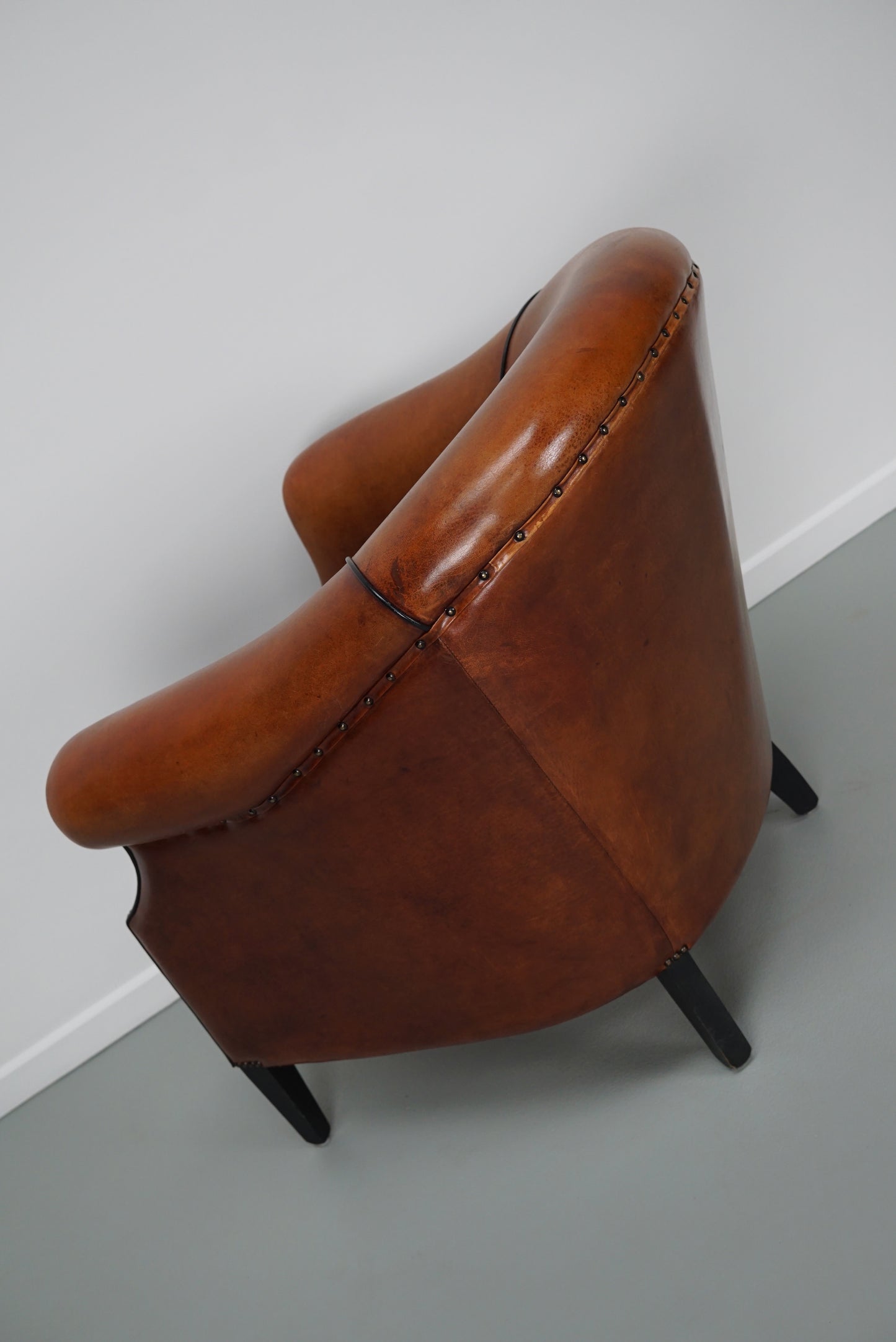Vintage Dutch Cognac Colored Leather Club Chair