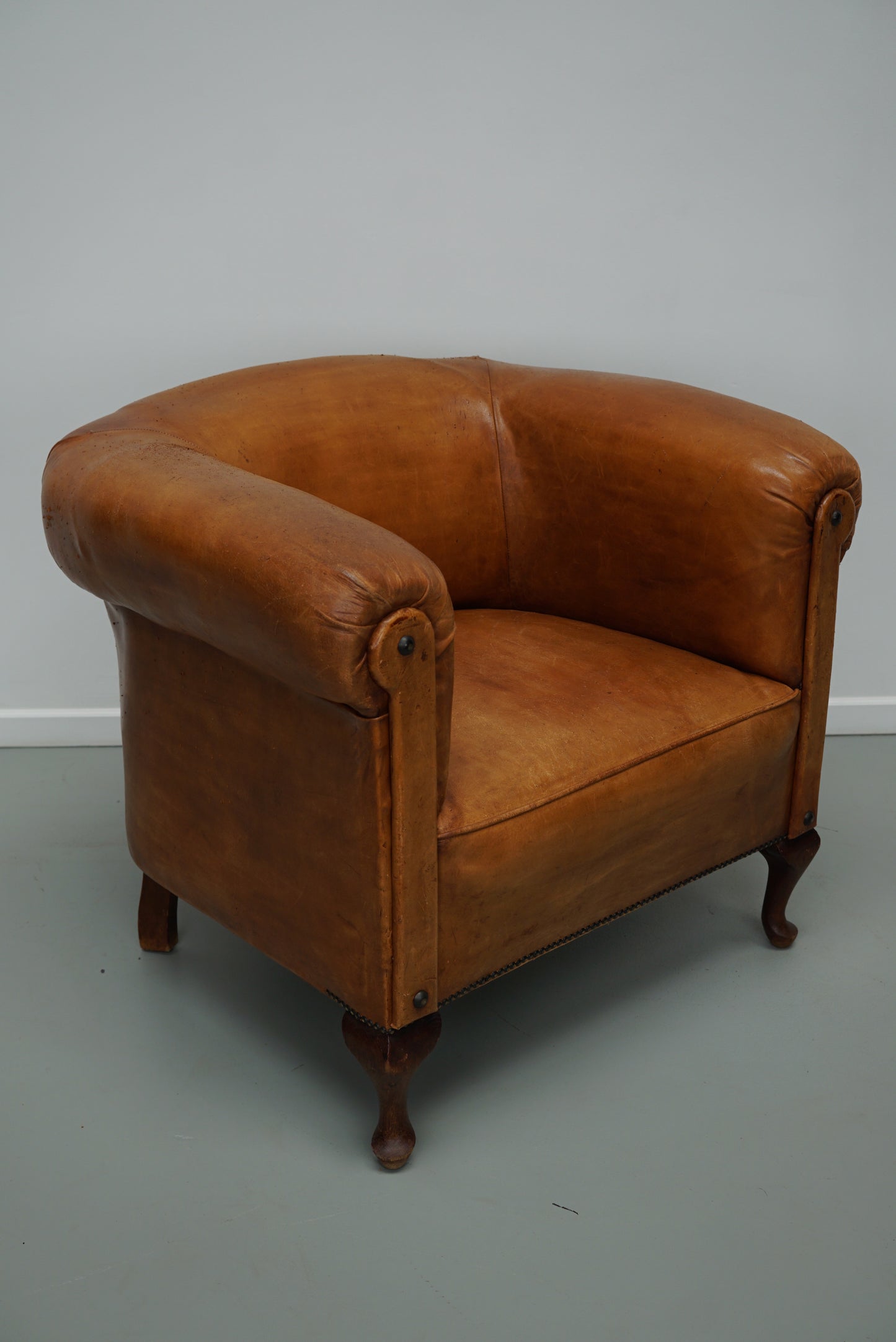Vintage Dutch Cognac Colored Leather Club Chair