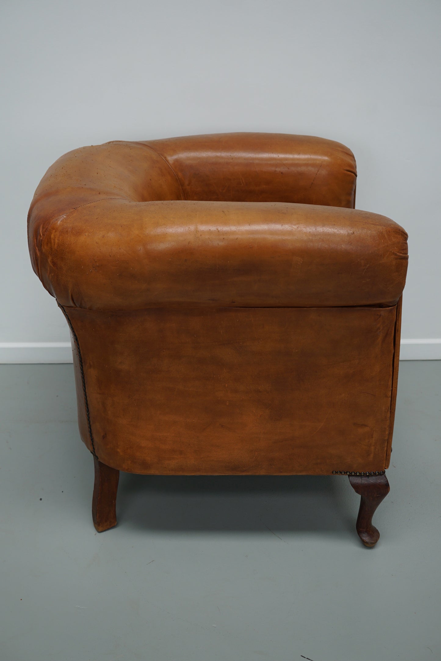 Vintage Dutch Cognac Colored Leather Club Chair