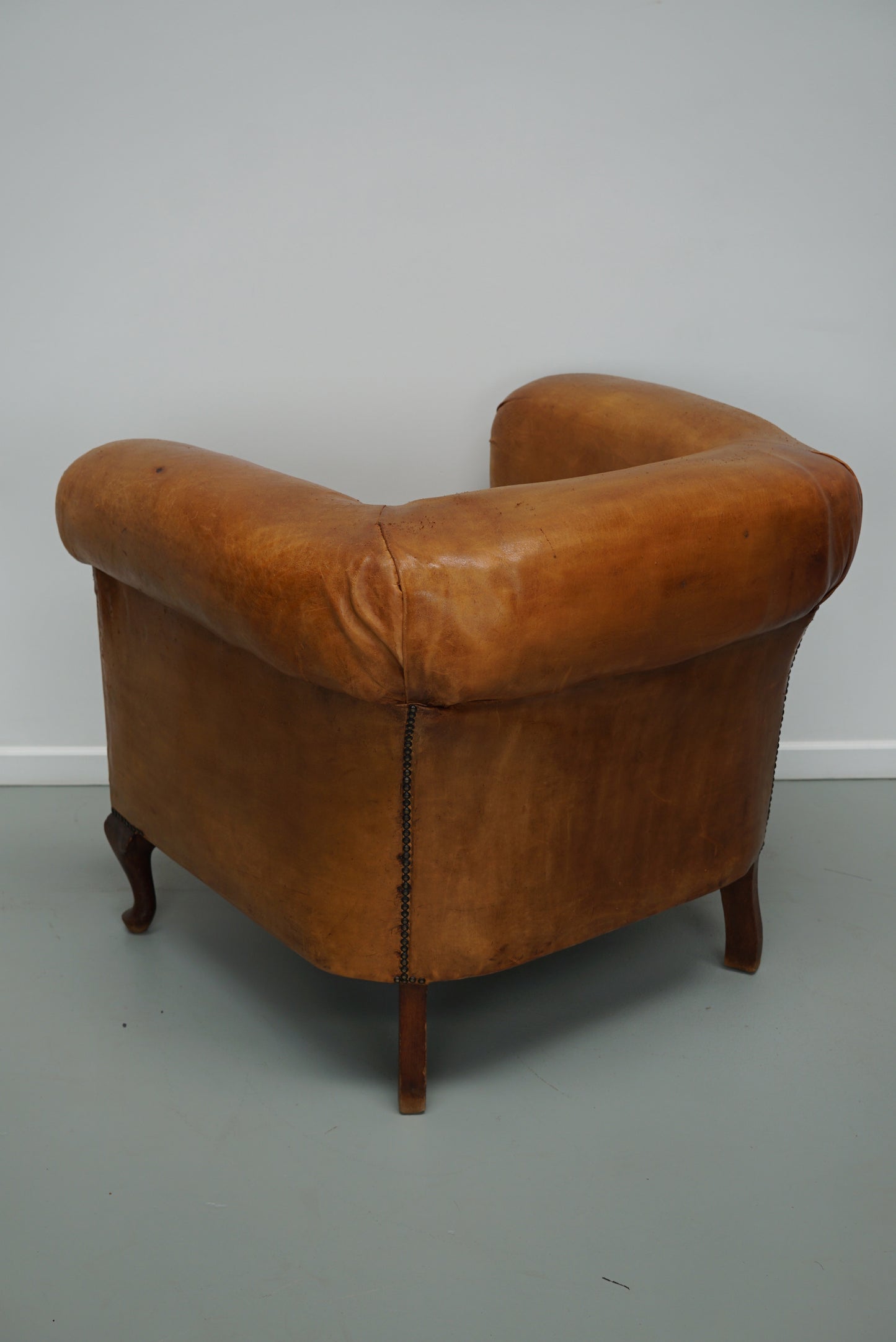 Vintage Dutch Cognac Colored Leather Club Chair