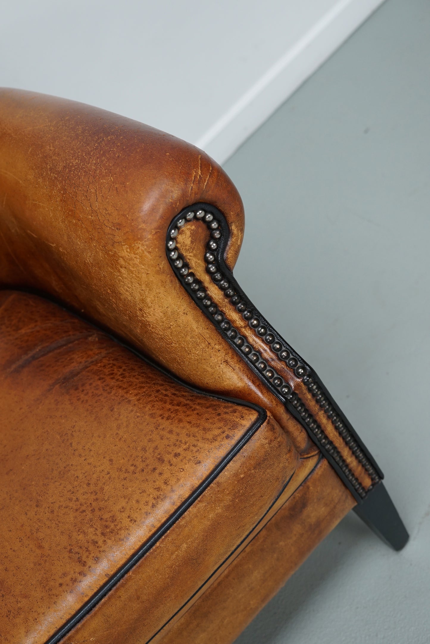 Vintage Dutch Cognac Colored Leather Club Chair