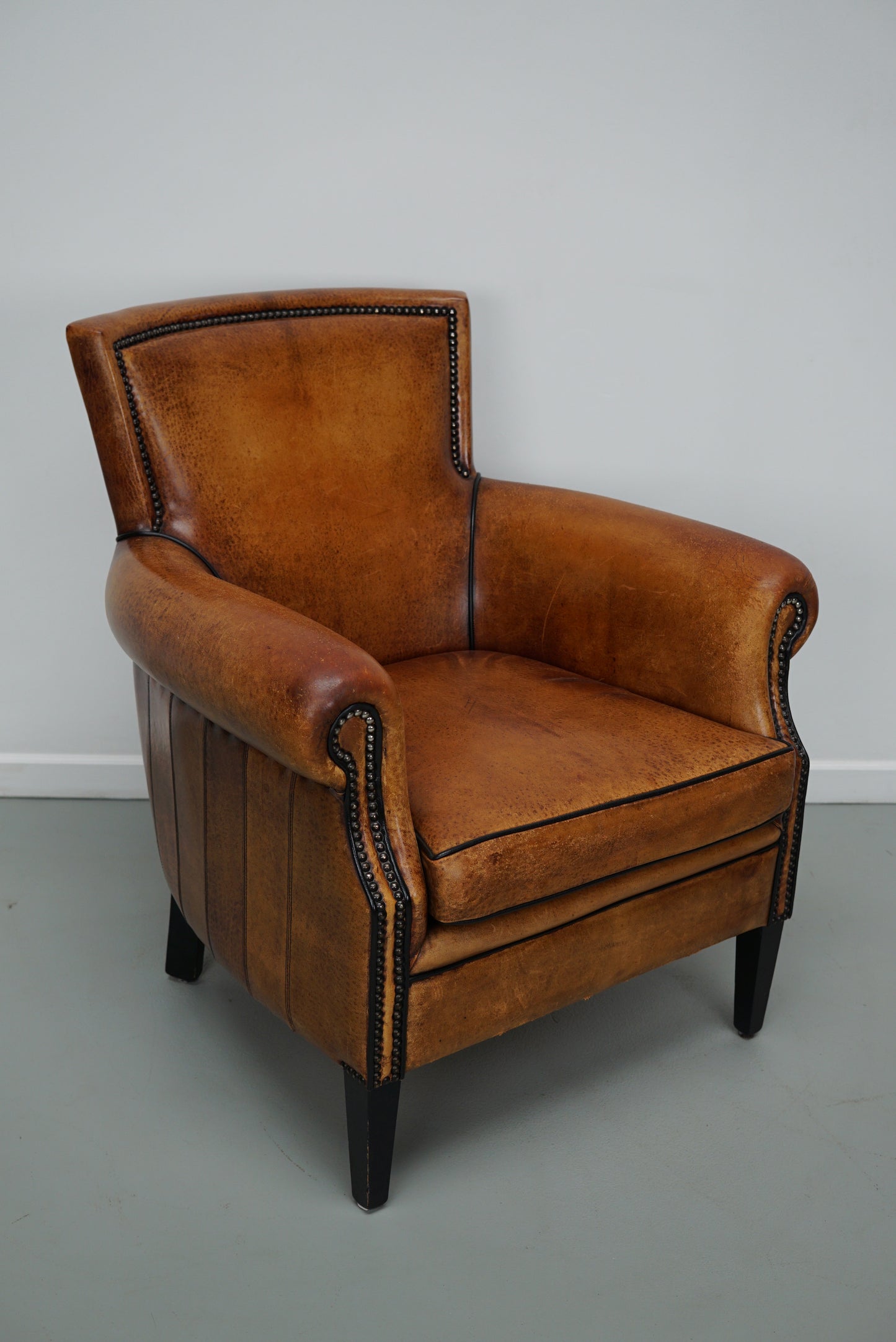 Vintage Dutch Cognac Colored Leather Club Chair