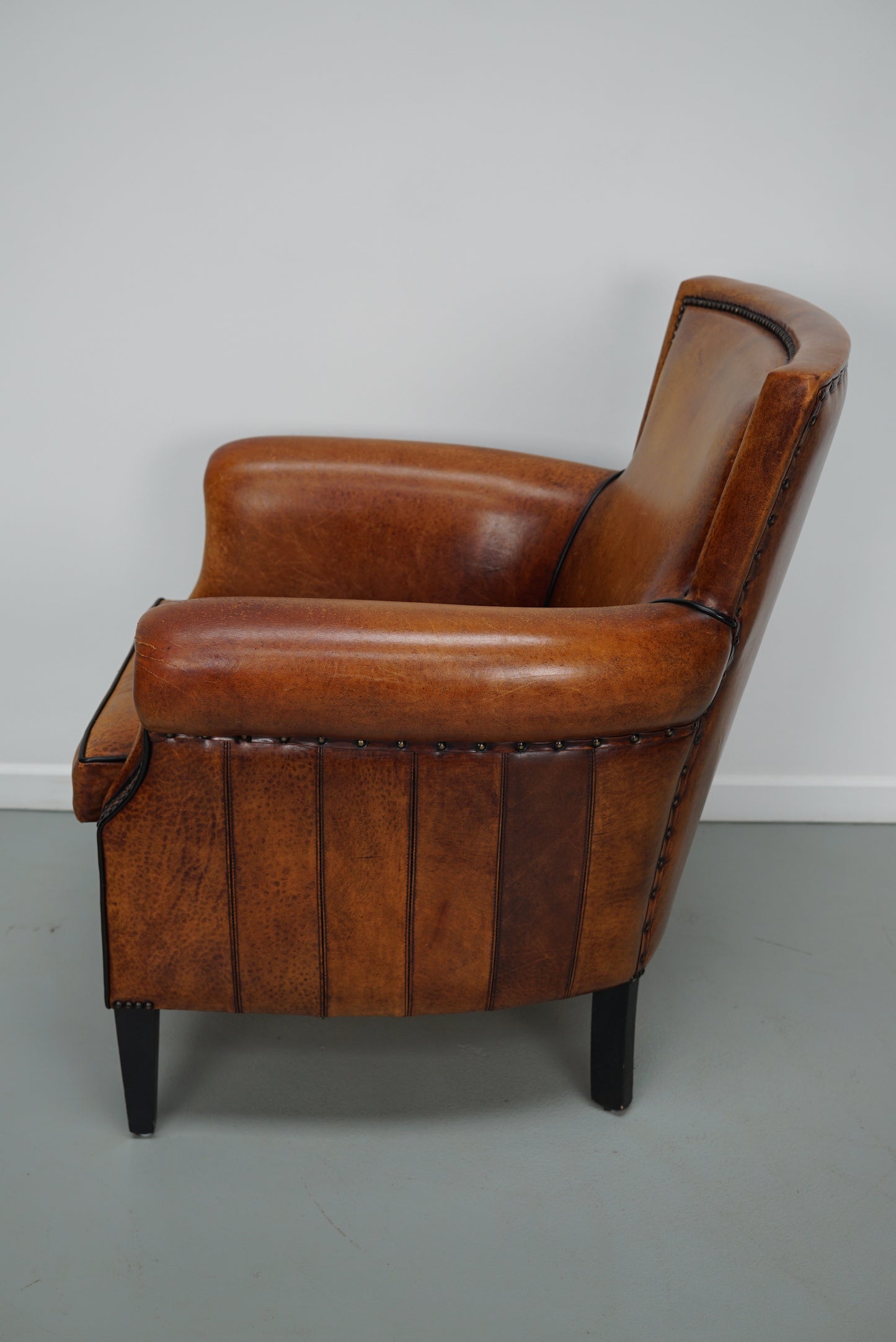 Vintage Dutch Cognac Colored Leather Club Chair