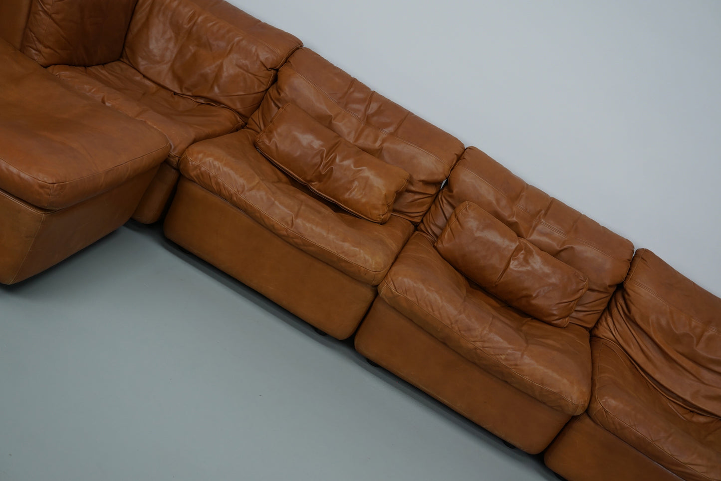 Vintage Cognac Leather Modular Sectional Sofa By Rolf Benz, Germany 1970