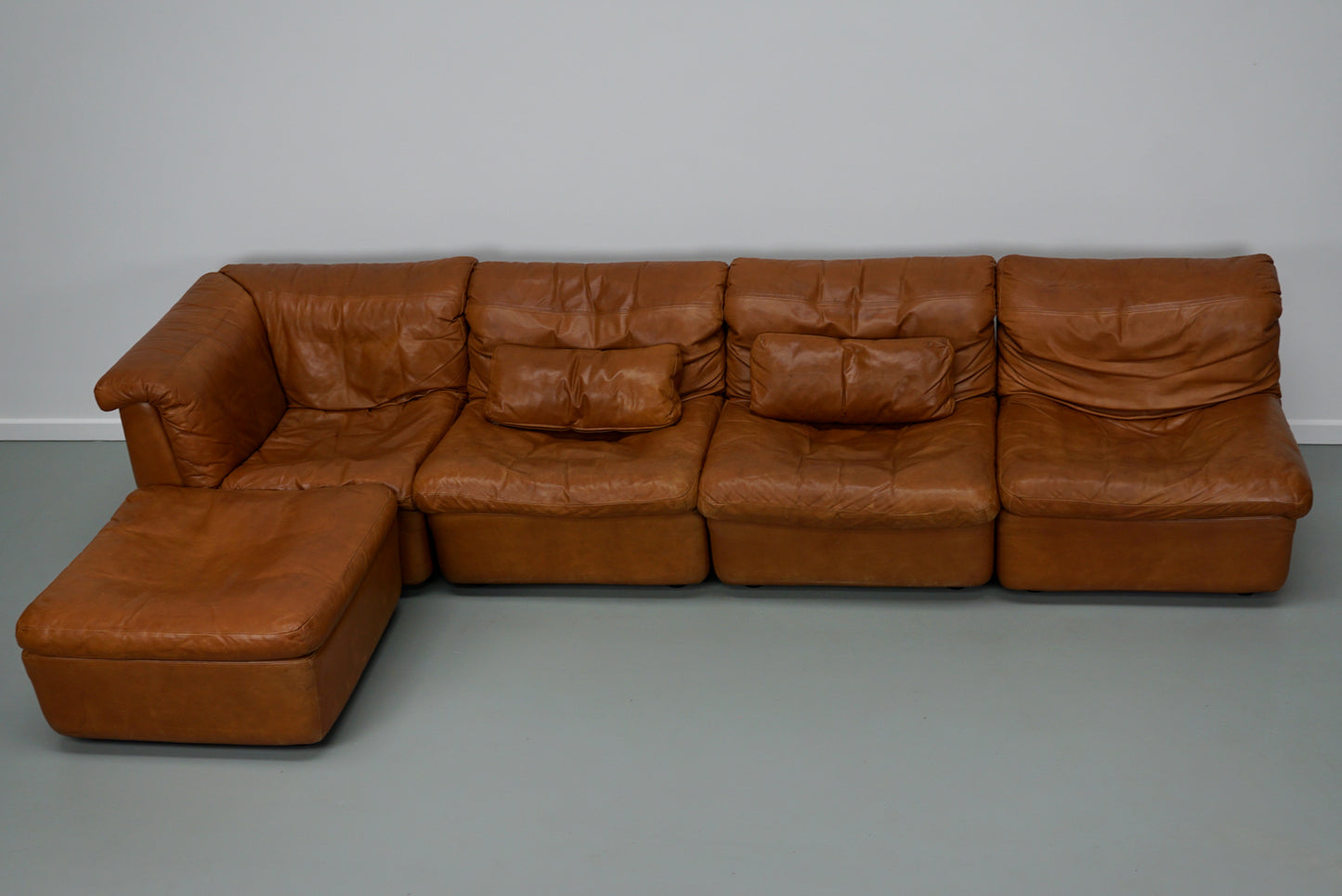 Vintage Cognac Leather Modular Sectional Sofa By Rolf Benz, Germany 1970