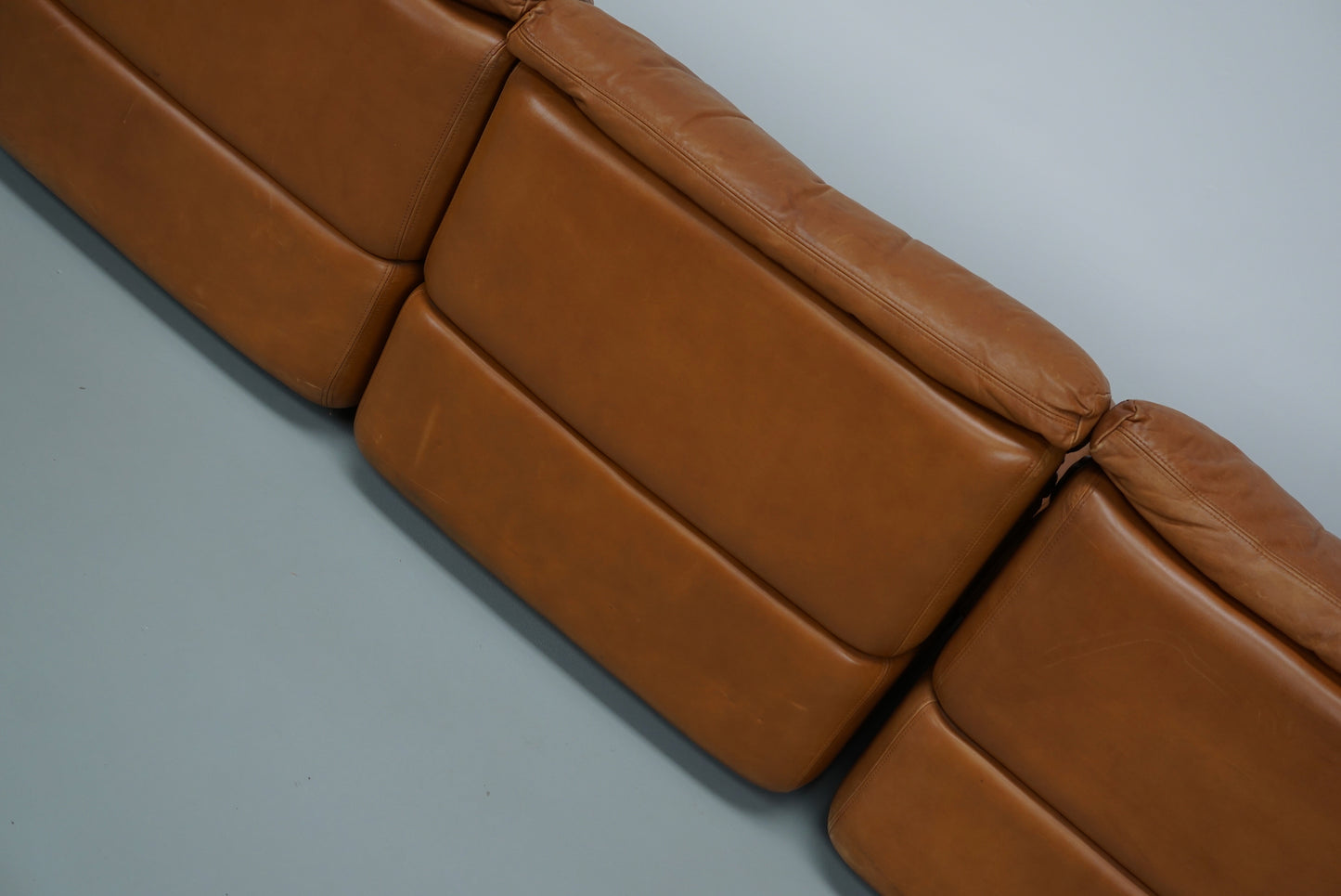 Vintage Cognac Leather Modular Sectional Sofa By Rolf Benz, Germany 1970