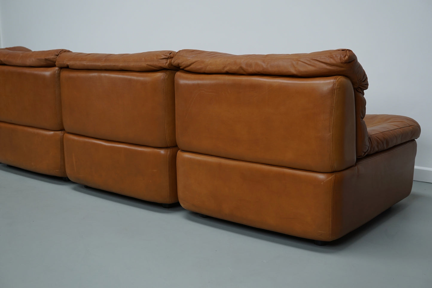 Vintage Cognac Leather Modular Sectional Sofa By Rolf Benz, Germany 1970