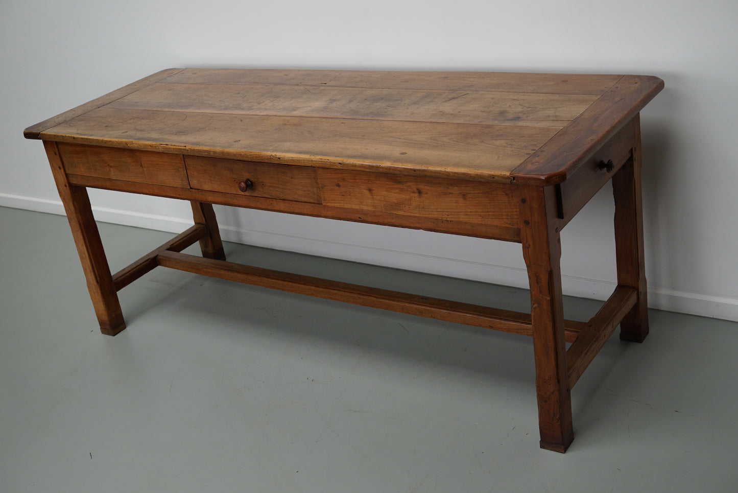 Antique Elm 19th Century French Rustic Farmhouse Dining Table