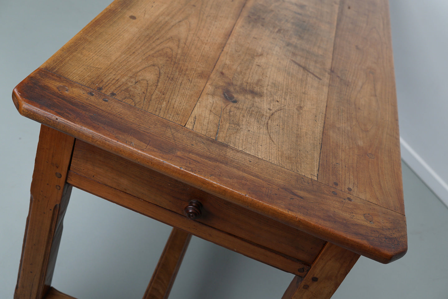 Antique Elm 19th Century French Rustic Farmhouse Dining Table