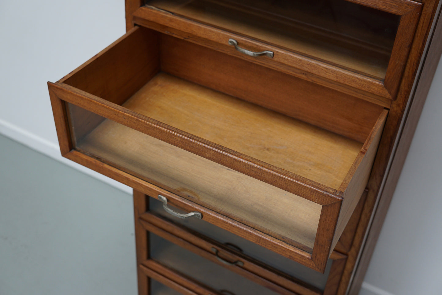 Vintage Dutch Oak Haberdashery Shop Cabinet / Vitrine, 1950s