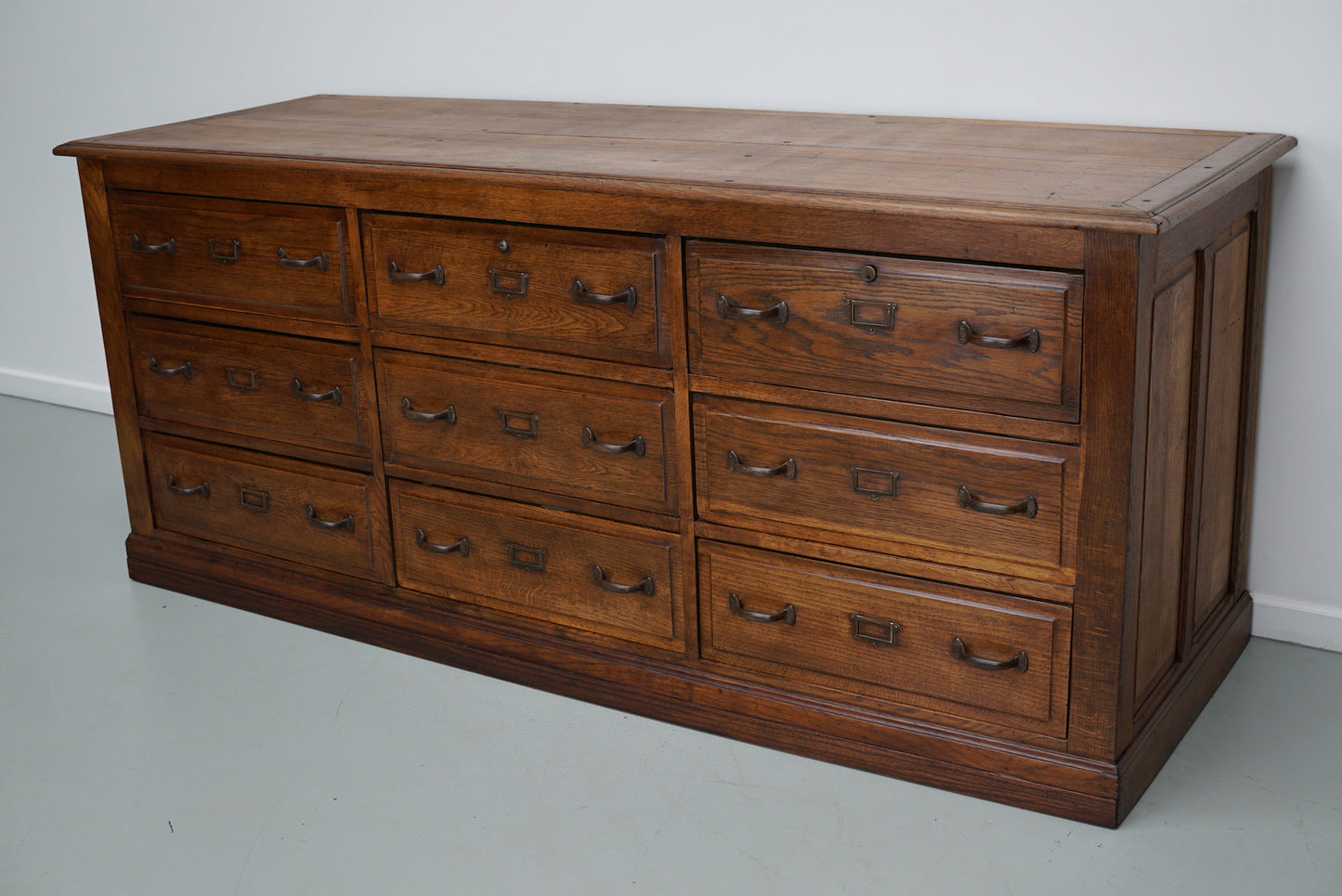 Antique French Oak Apothecary / Filing Cabinet / Kitchen Island, 1920/30s
