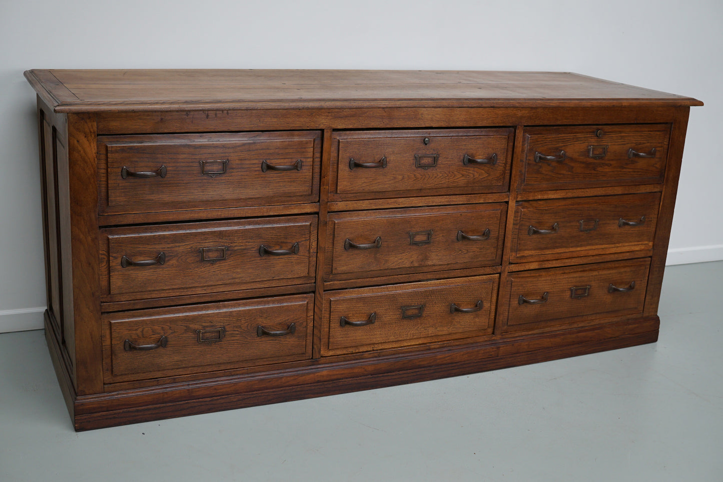 Antique French Oak Apothecary / Filing Cabinet / Kitchen Island, 1920/30s