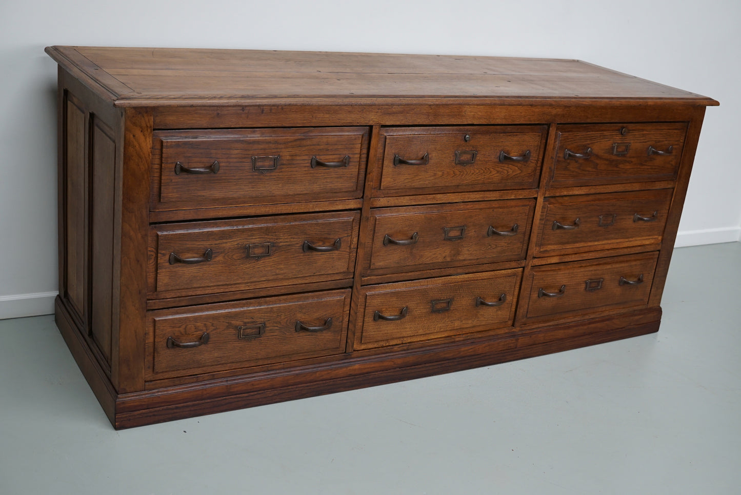 Antique French Oak Apothecary / Filing Cabinet / Kitchen Island, 1920/30s