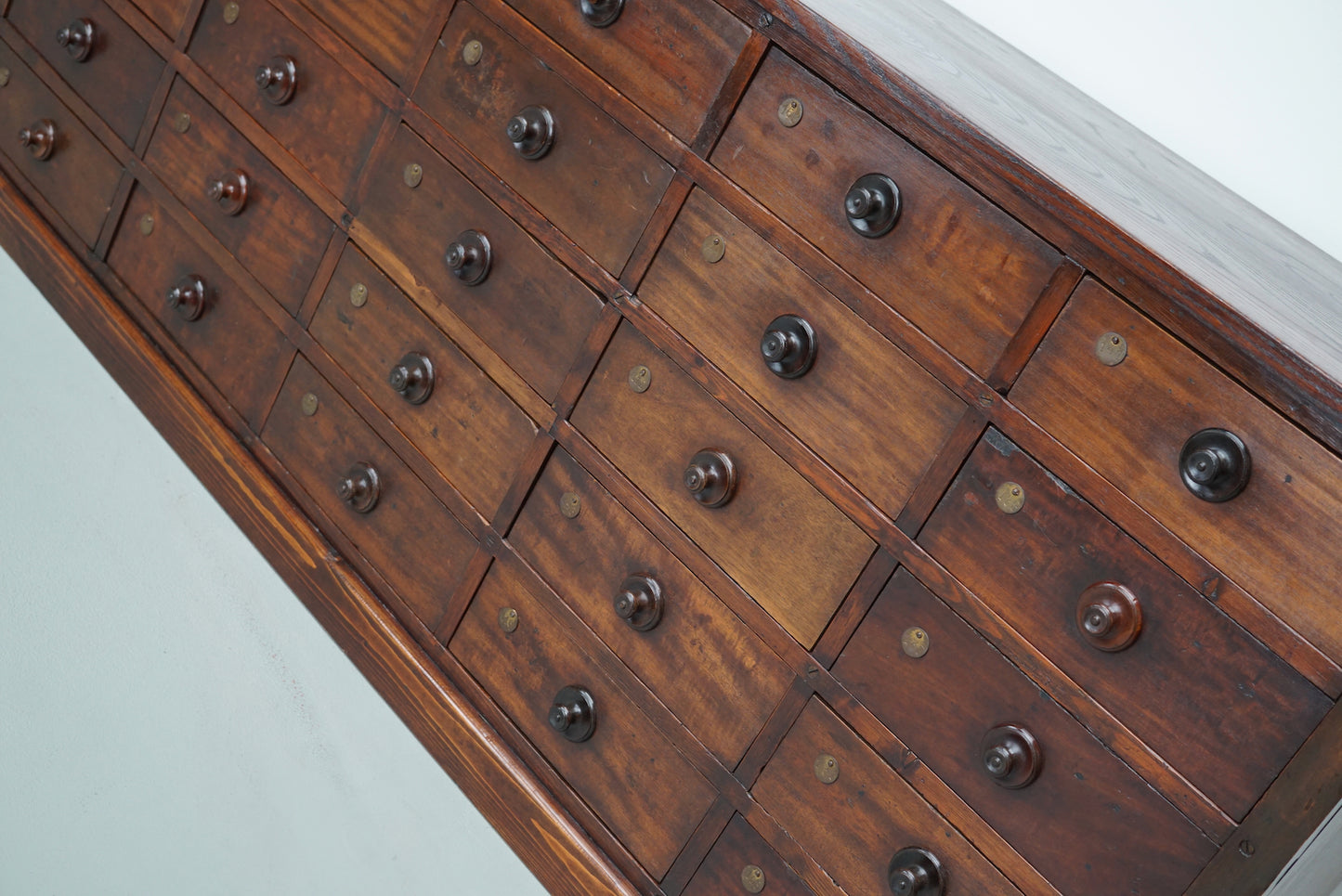 Very Large Antique Hardwood Apothecary Cabinet / Bank of Drawers, ca 1900