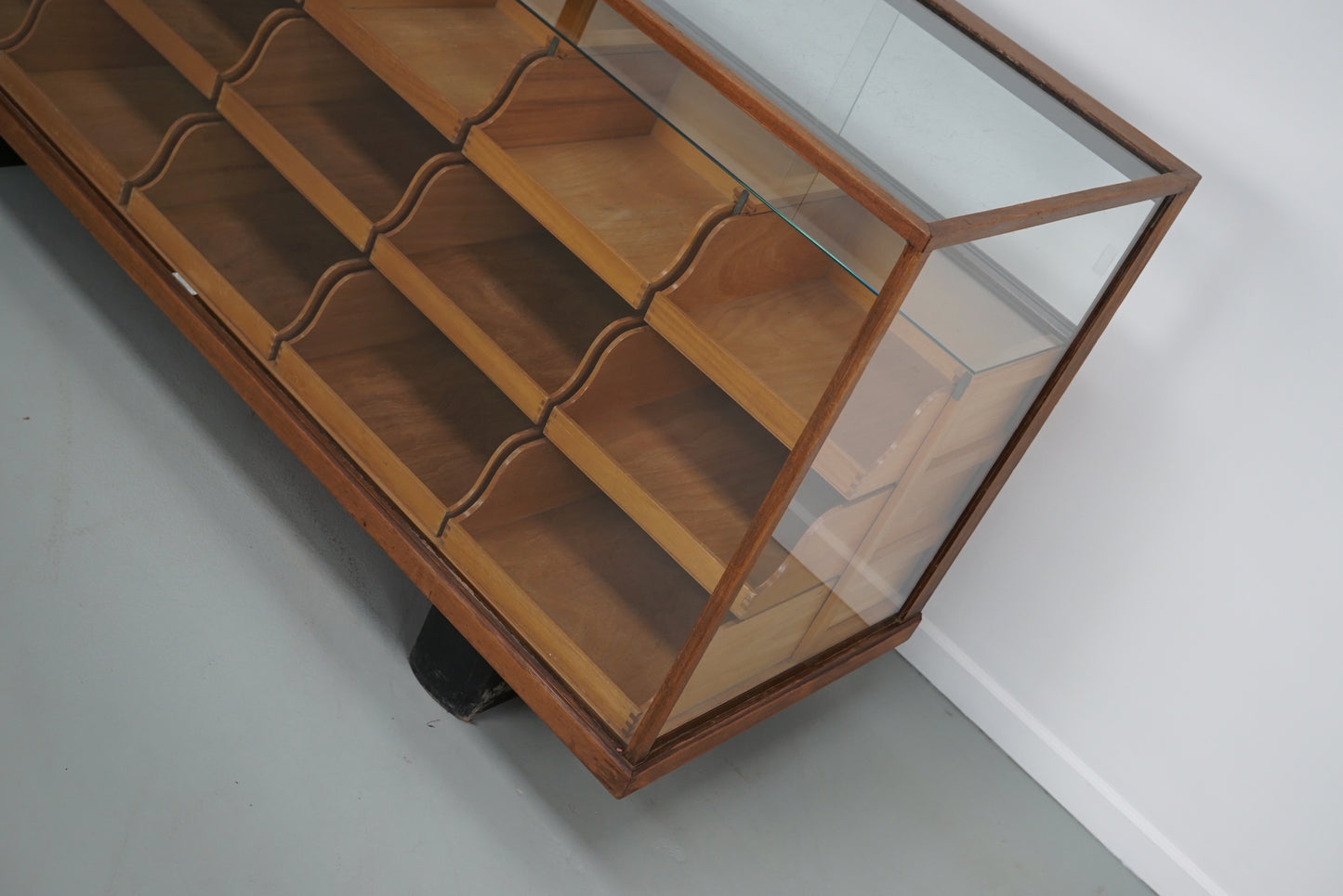 Antique British Maple & Hardwood Haberdashery Cabinet or Shop Counter, 1930s