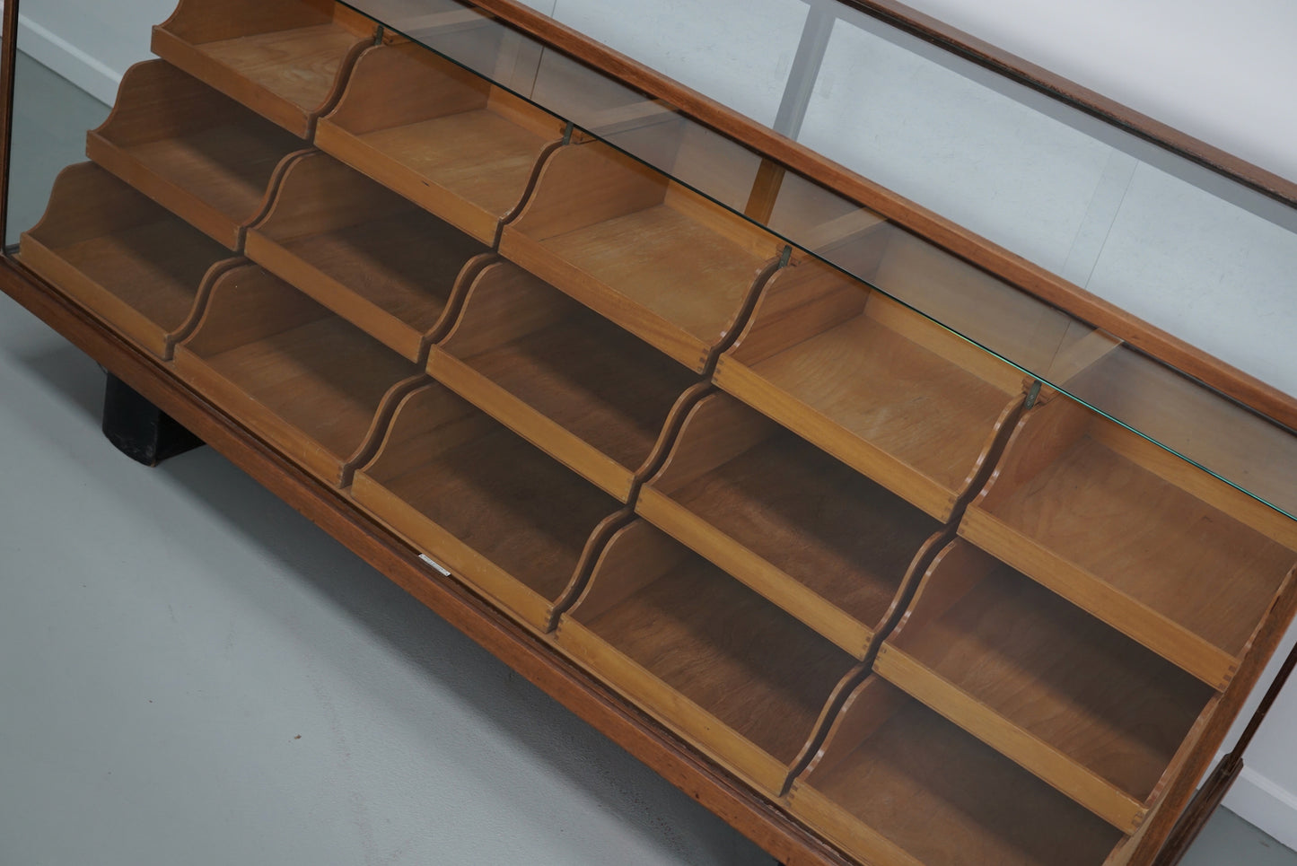 Antique British Maple & Hardwood Haberdashery Cabinet or Shop Counter, 1930s