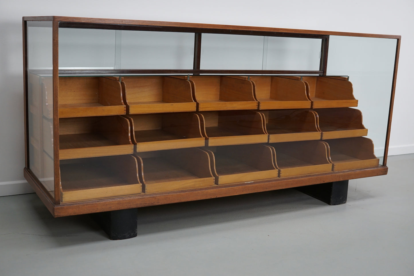 Antique British Maple & Hardwood Haberdashery Cabinet or Shop Counter, 1930s