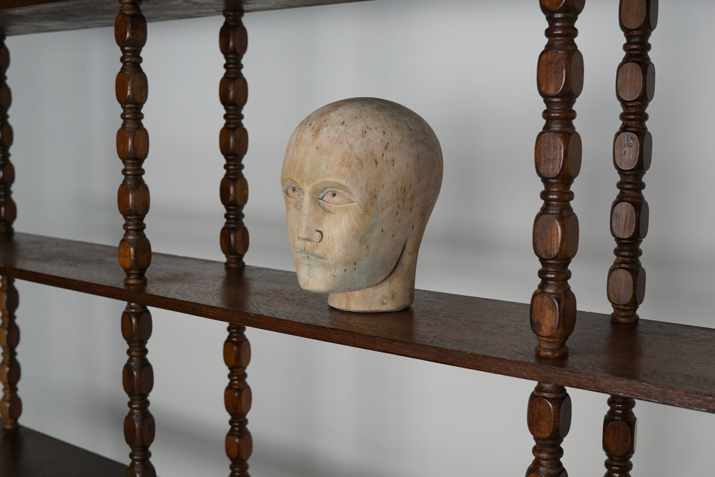 French Oak Mid-Century Bobbin Shelving Unit