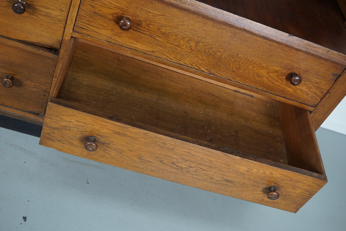 Large Antique Art Deco German Oak Chocolate Shop Cabinet, 1920s
