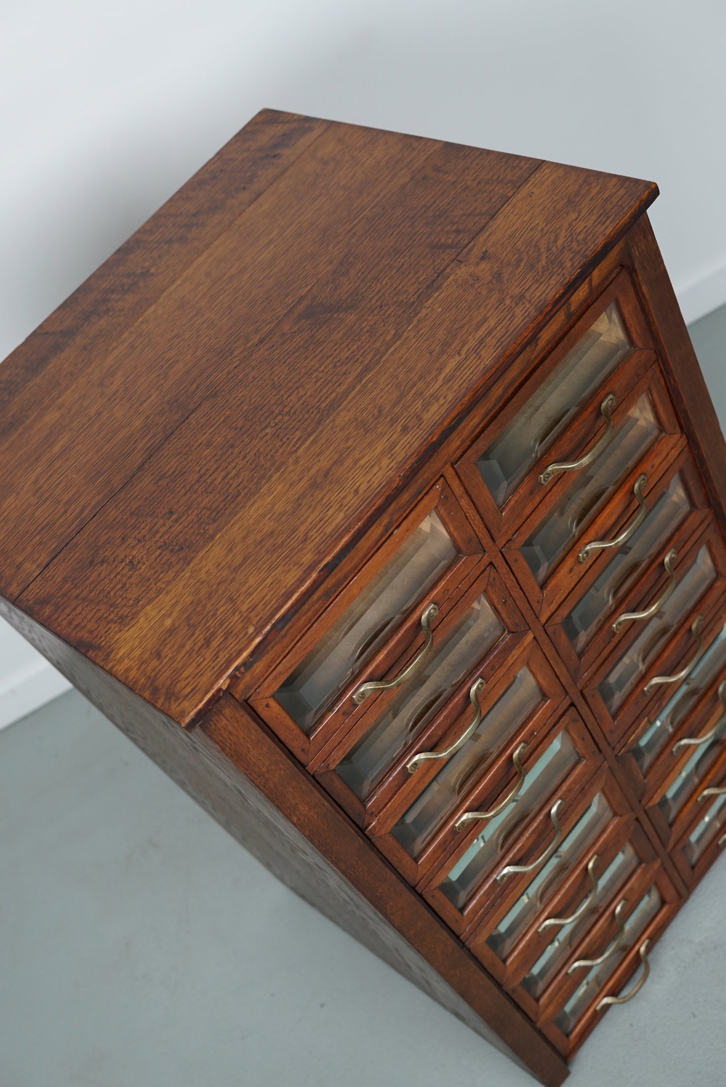 Vintage Dutch Oak Haberdashery Shop Cabinet, 1930s