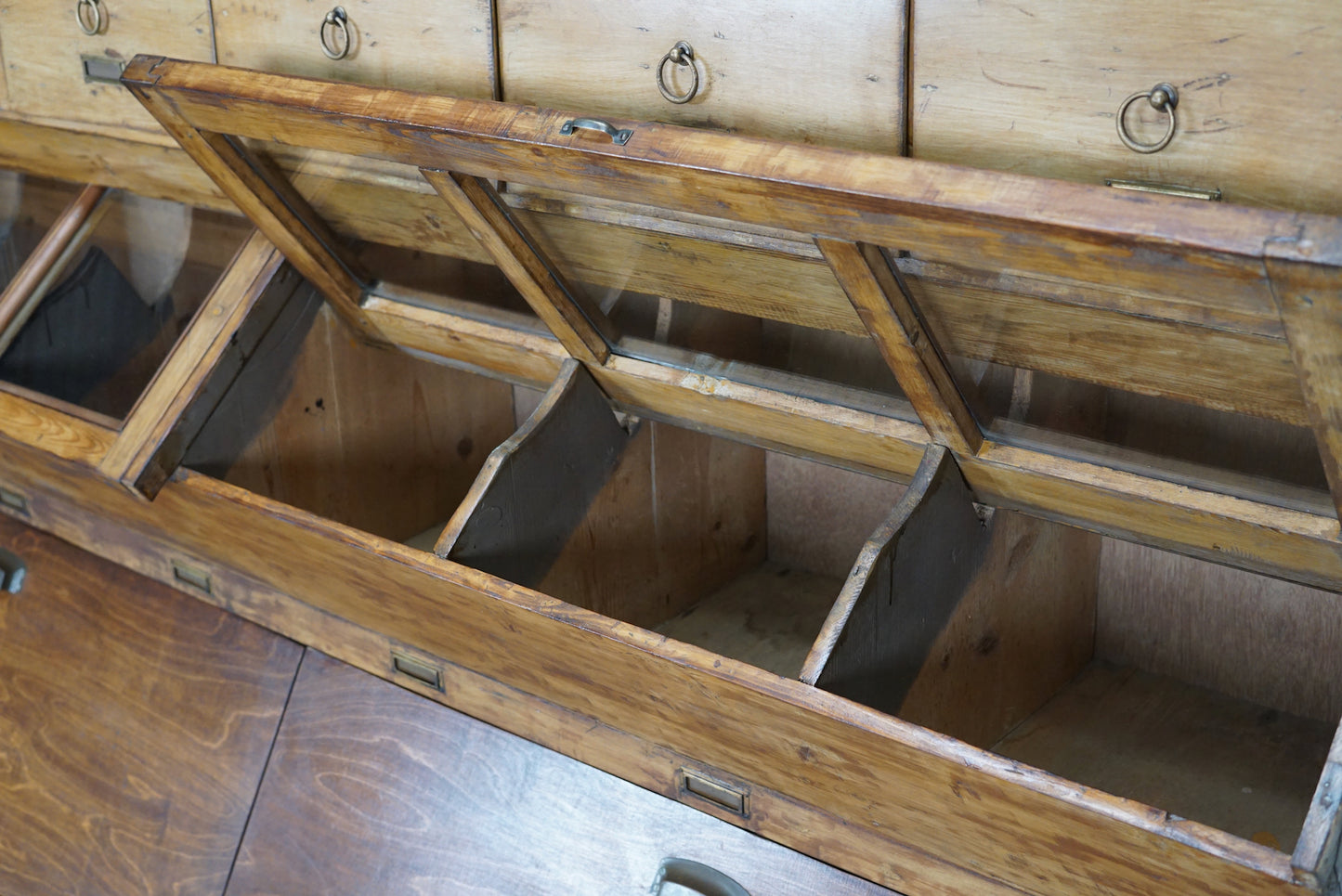 Large Dutch Pine Grocery Store / Haberdashery Shop Cabinet, 1930/40s