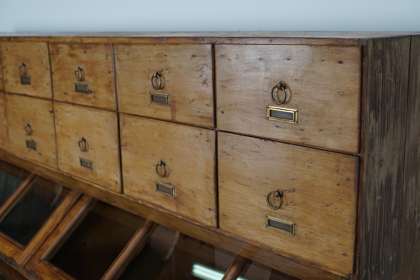 Large Dutch Pine Grocery Store / Haberdashery Shop Cabinet, 1930/40s