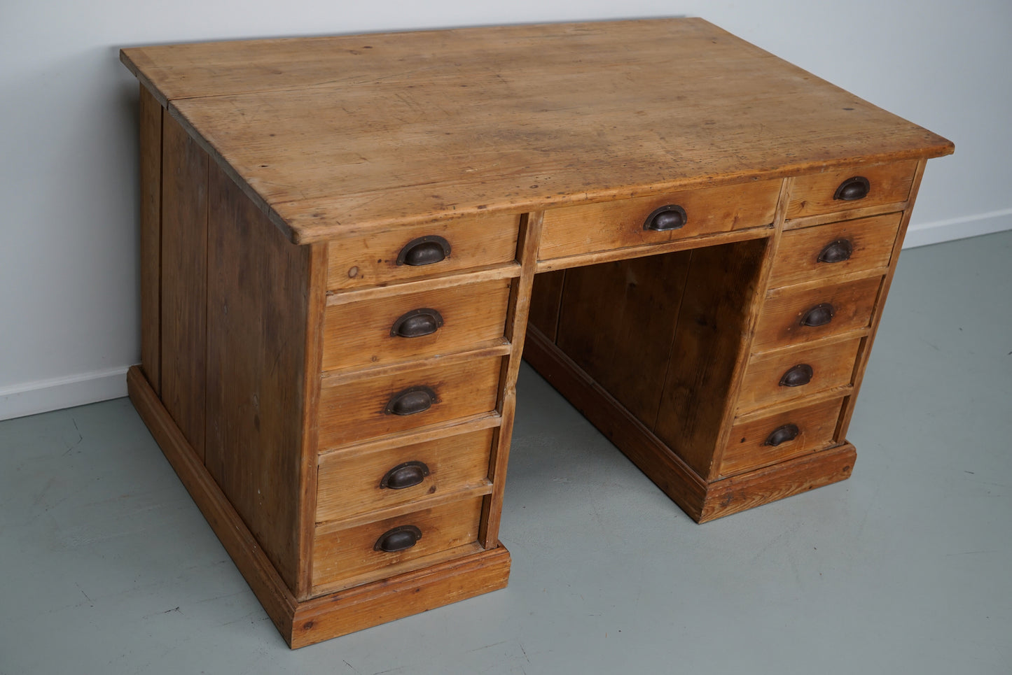 Vintage Country House German Light Pine Desk, Circa 1930s