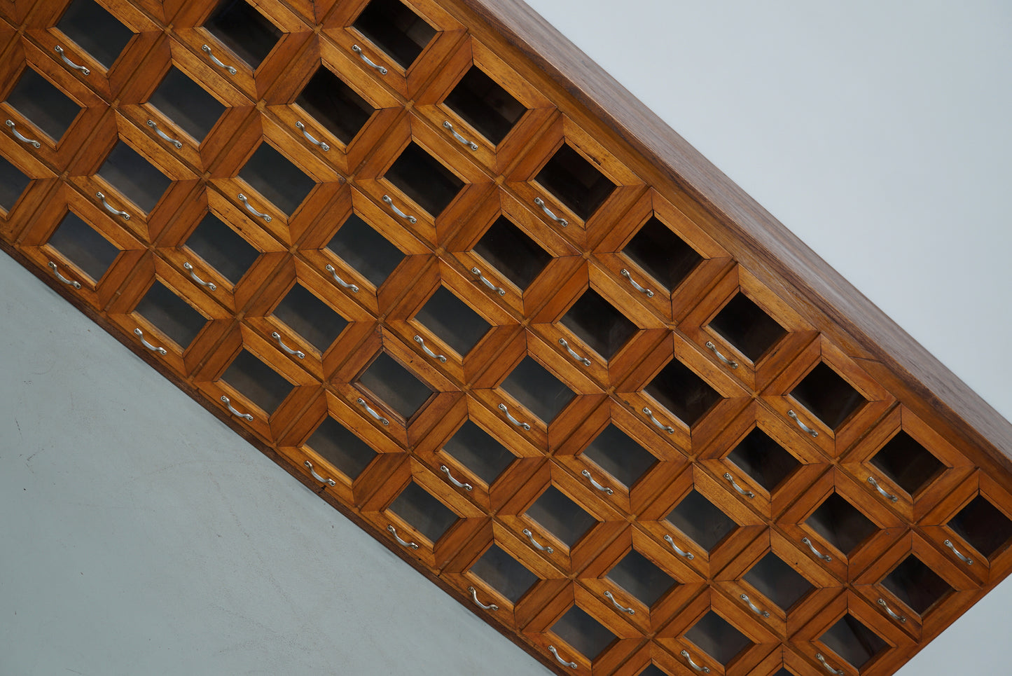 Large Vintage Dutch Oak Haberdashery Shop Cabinet / Vitrine, 1950s