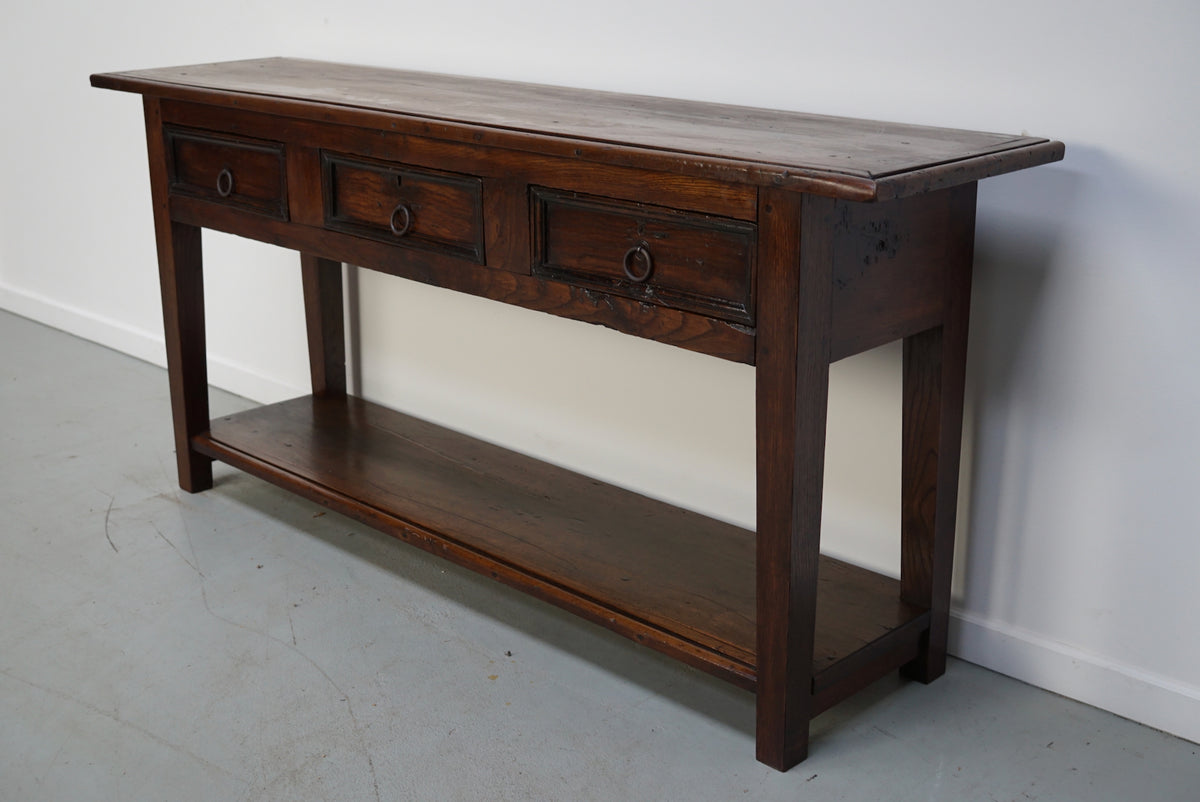 Antique Spanish Rustic Farmhouse Chestnut Side Table / Console, 18th Century