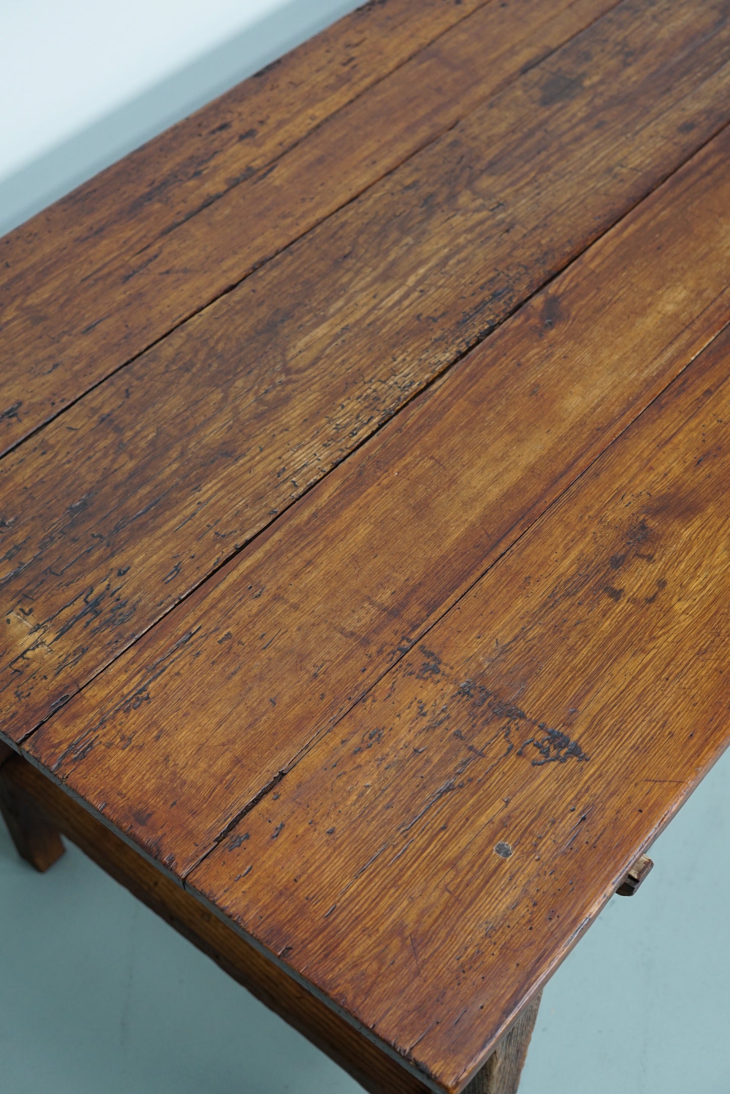 Antique Oak & Pine French Farmhouse Dining Table, 19th Century